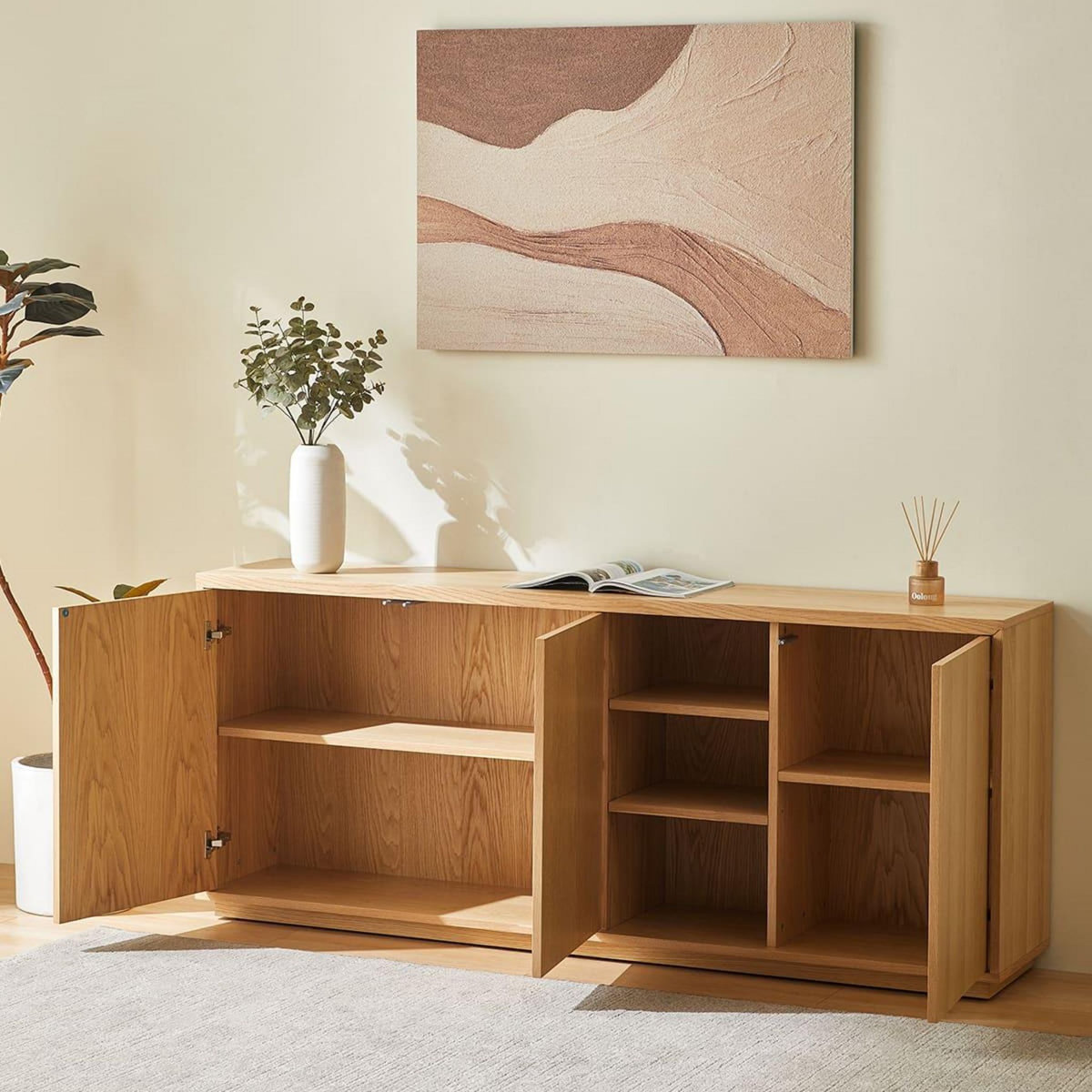 HOMIFAB Buffet 3 portes bois/frêne 180 cm - Odda