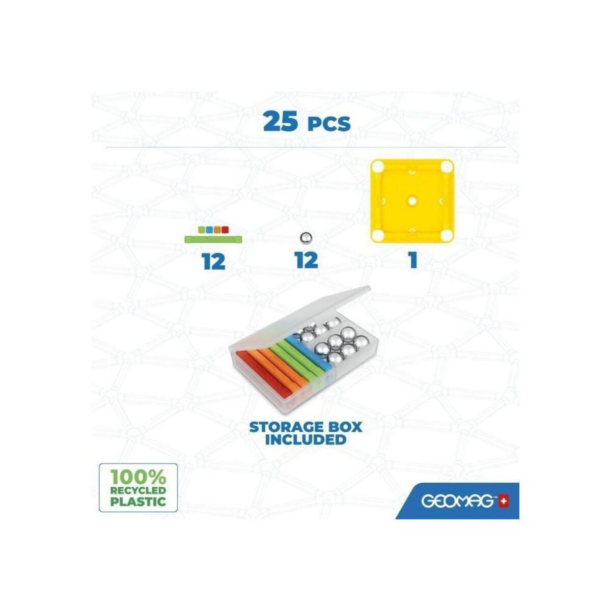Geomag Jeu de construction magnétique - GEOMAG - Supercolor - 25 pieces - Magnétique - Des 3 ans