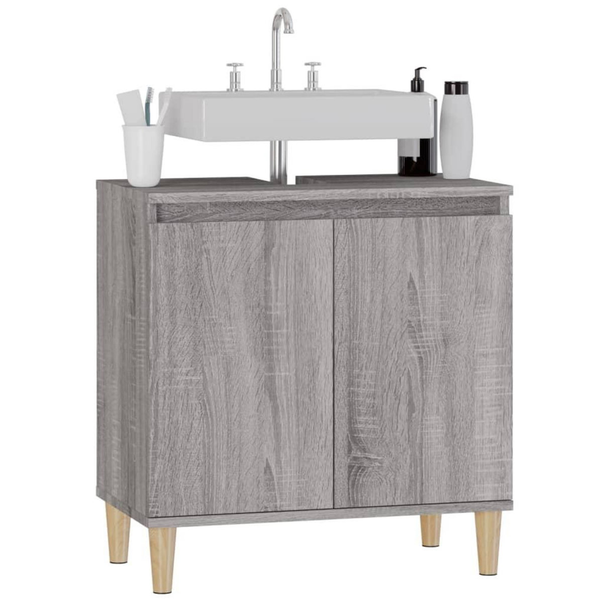 VIDAXL Meuble d'evier sonoma gris 58x33x60 cm bois d'ingenierie
