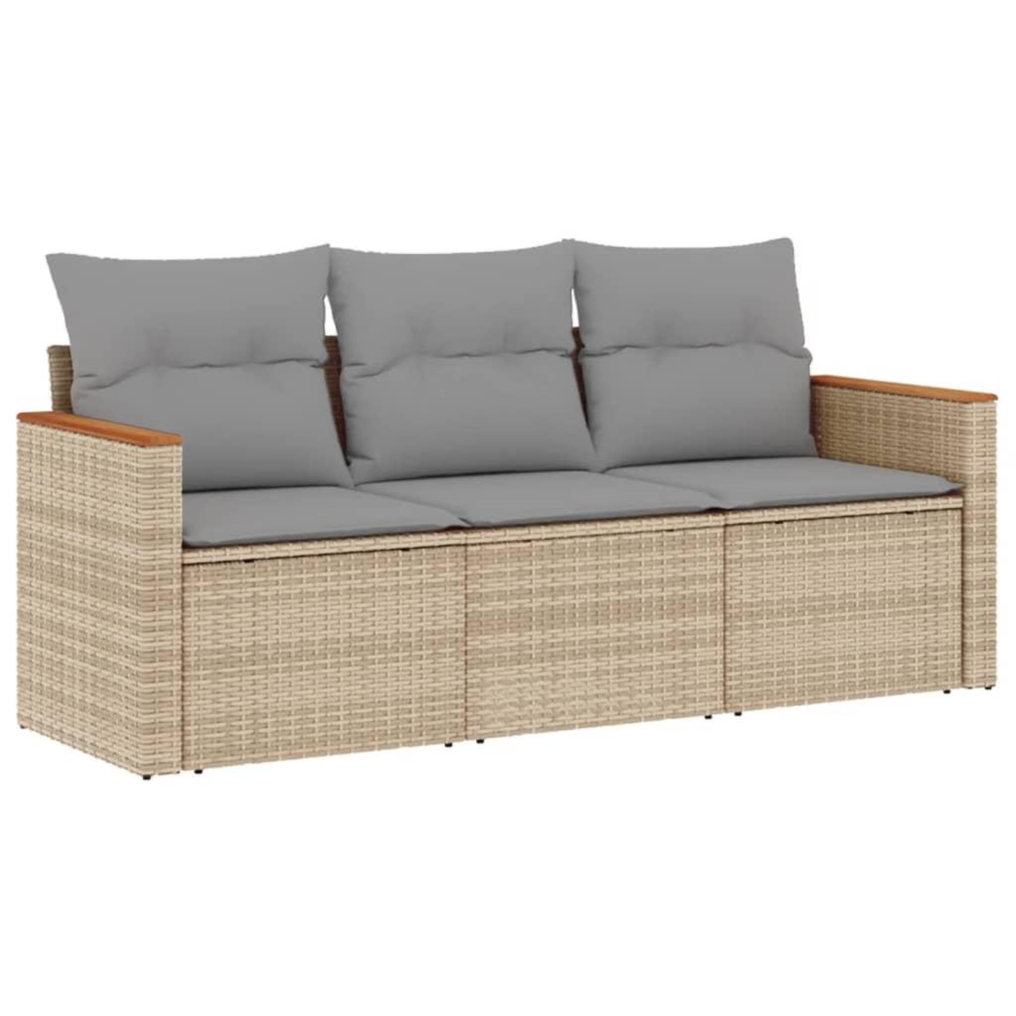 Voir la diapositive 2 : VIDAXL Salon de jardin avec coussins 3 pcs beige resine tressee