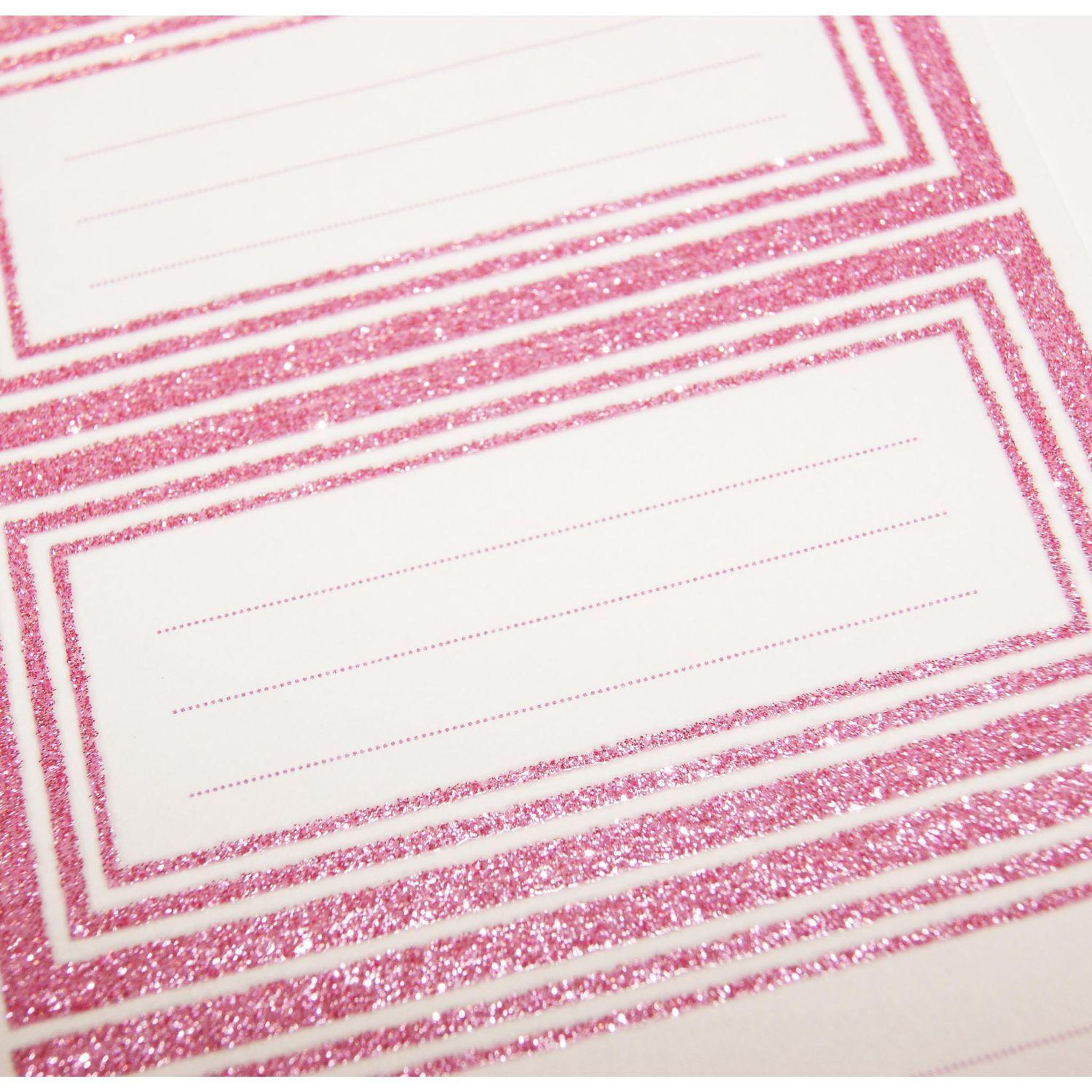 Voir la diapositive 1 : GLOBAL GIFT 12 étiquettes adhésives scolaires - Rectangle rose - Paillettes