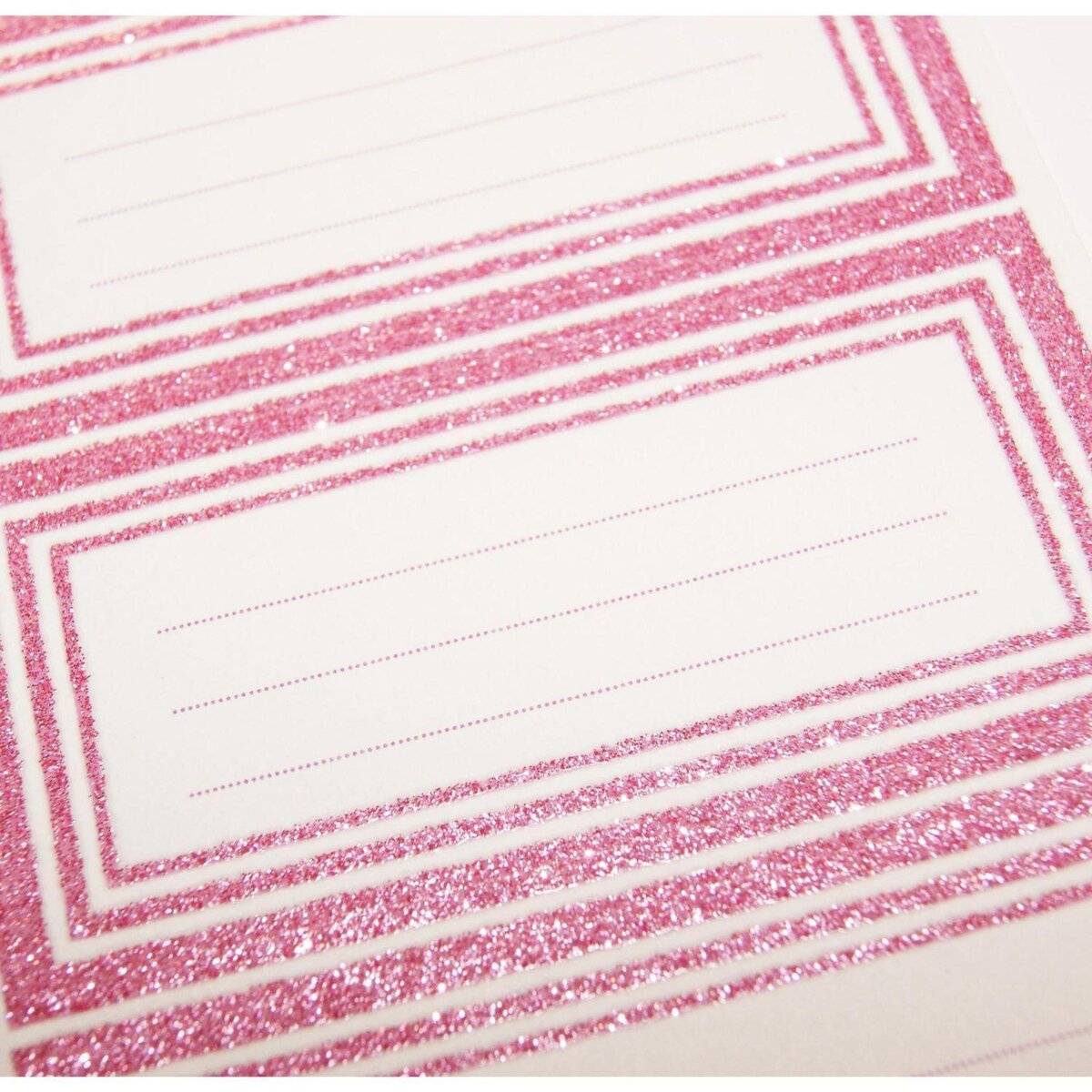 GLOBAL GIFT 12 étiquettes adhésives scolaires - Rectangle rose - Paillettes
