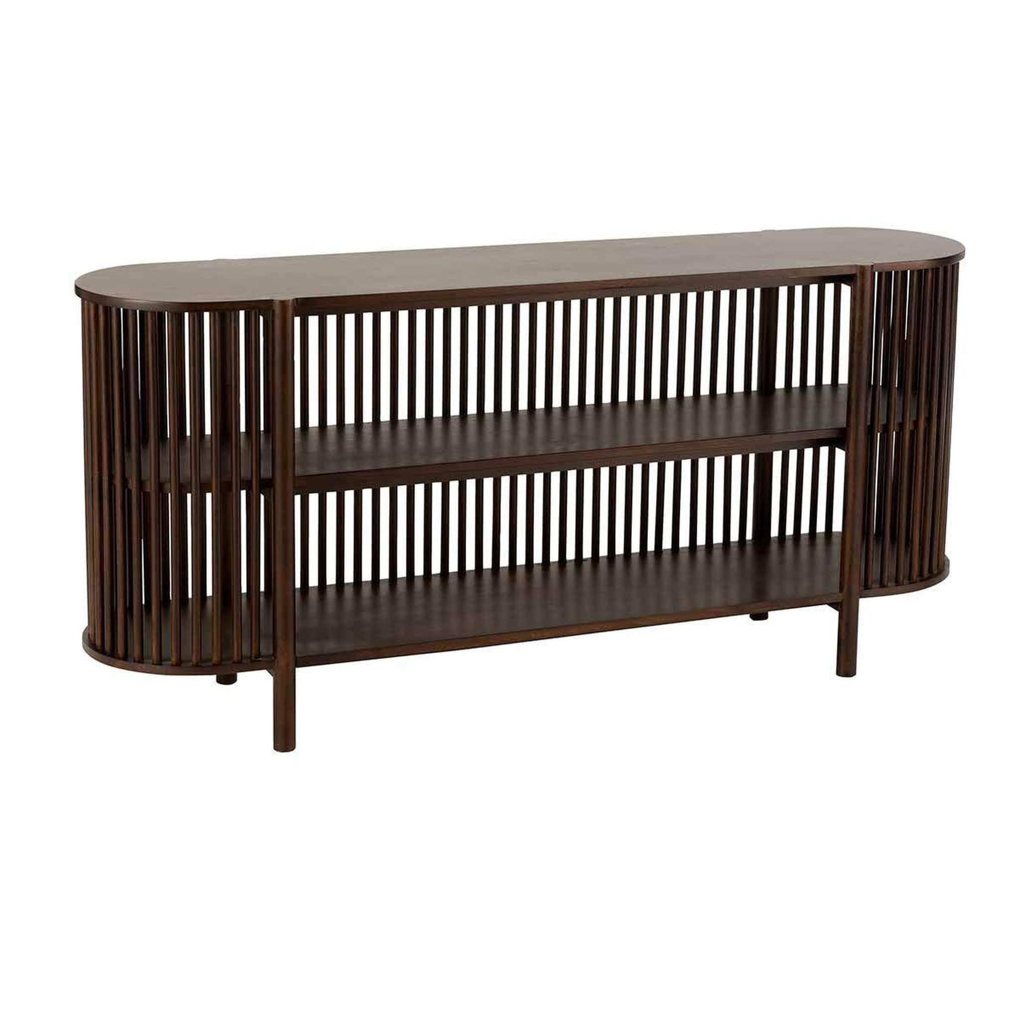 J-LINE Console 2 niveaux en bois  gavya  160cm brun foncé
