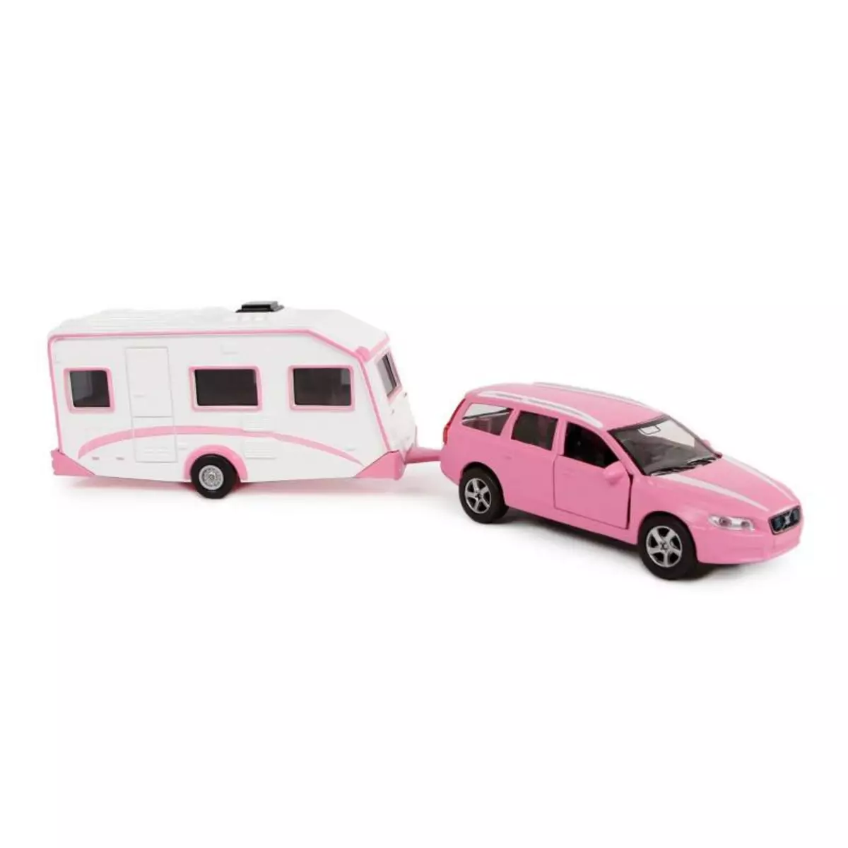 GLOB KIDS Kids Globe Die-cast Volvo V70 with Caravan - Pink, 30cm