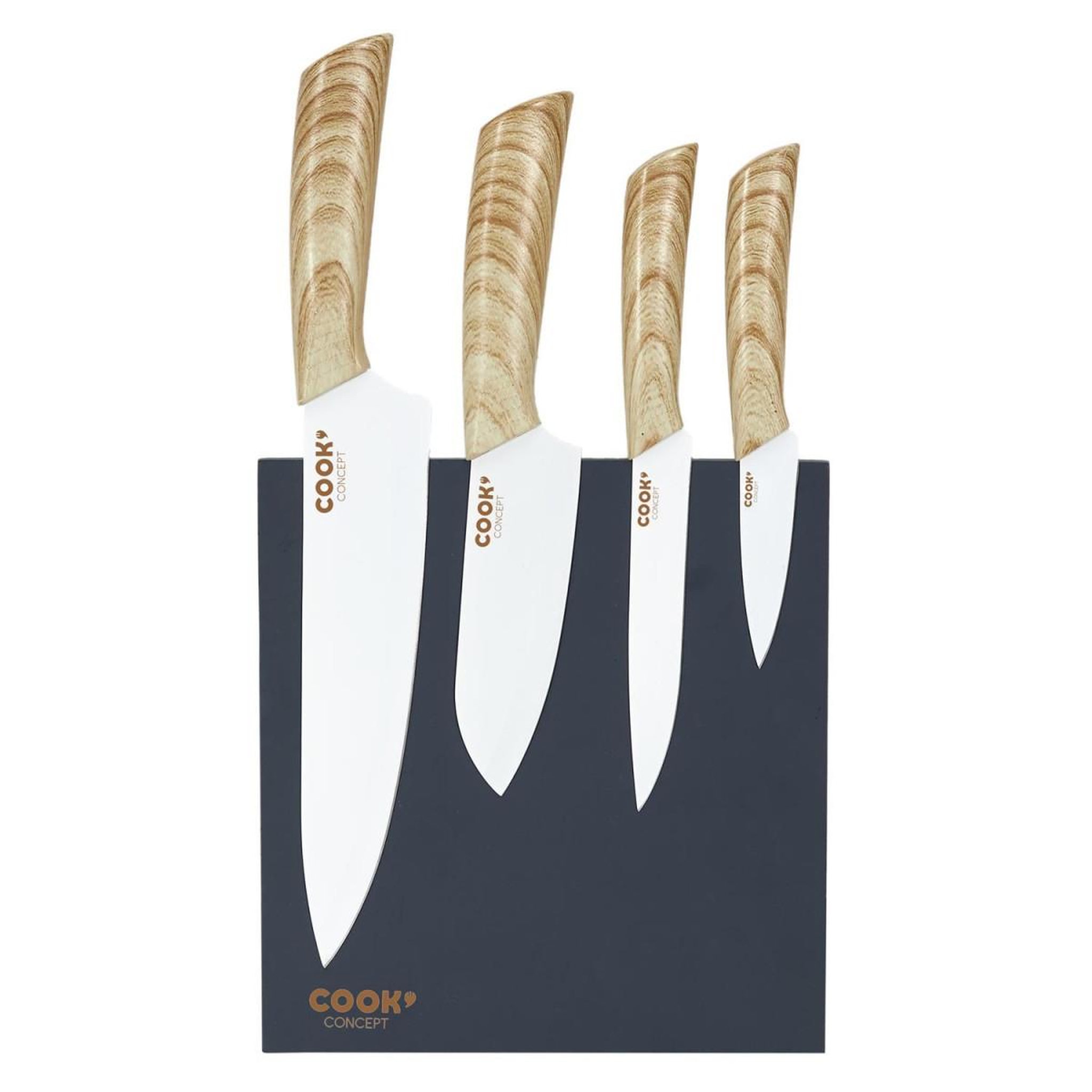 COOK CONCEPT Lot de 4 Couteaux avec Support  Aimanté  34cm Gris