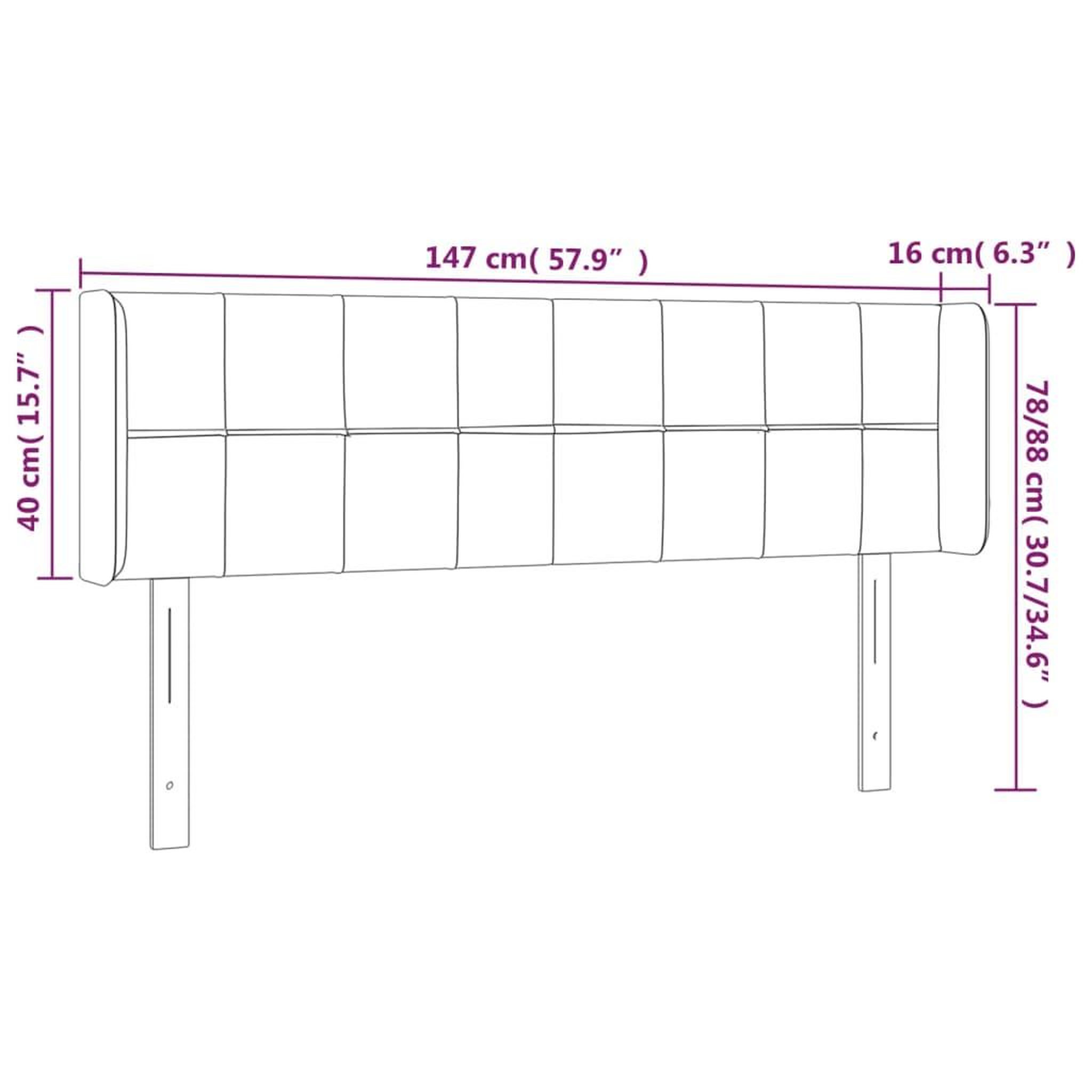 Voir la diapositive 6 : VIDAXL Tete de lit avec oreilles Creme 147x16x78/88 cm Tissu