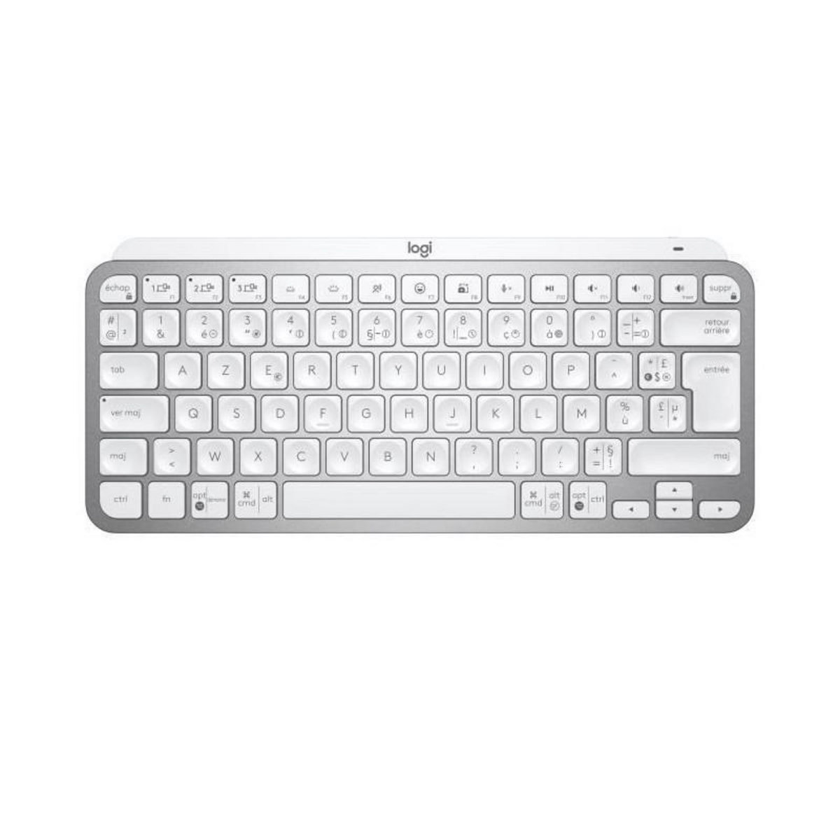 Logitech Clavier sans fil Logitech - MX Keys Mini - GRIS PALE - Compact, Bluetooth, retroeclaire pour MAC, iOS, Windows, Linux, Android