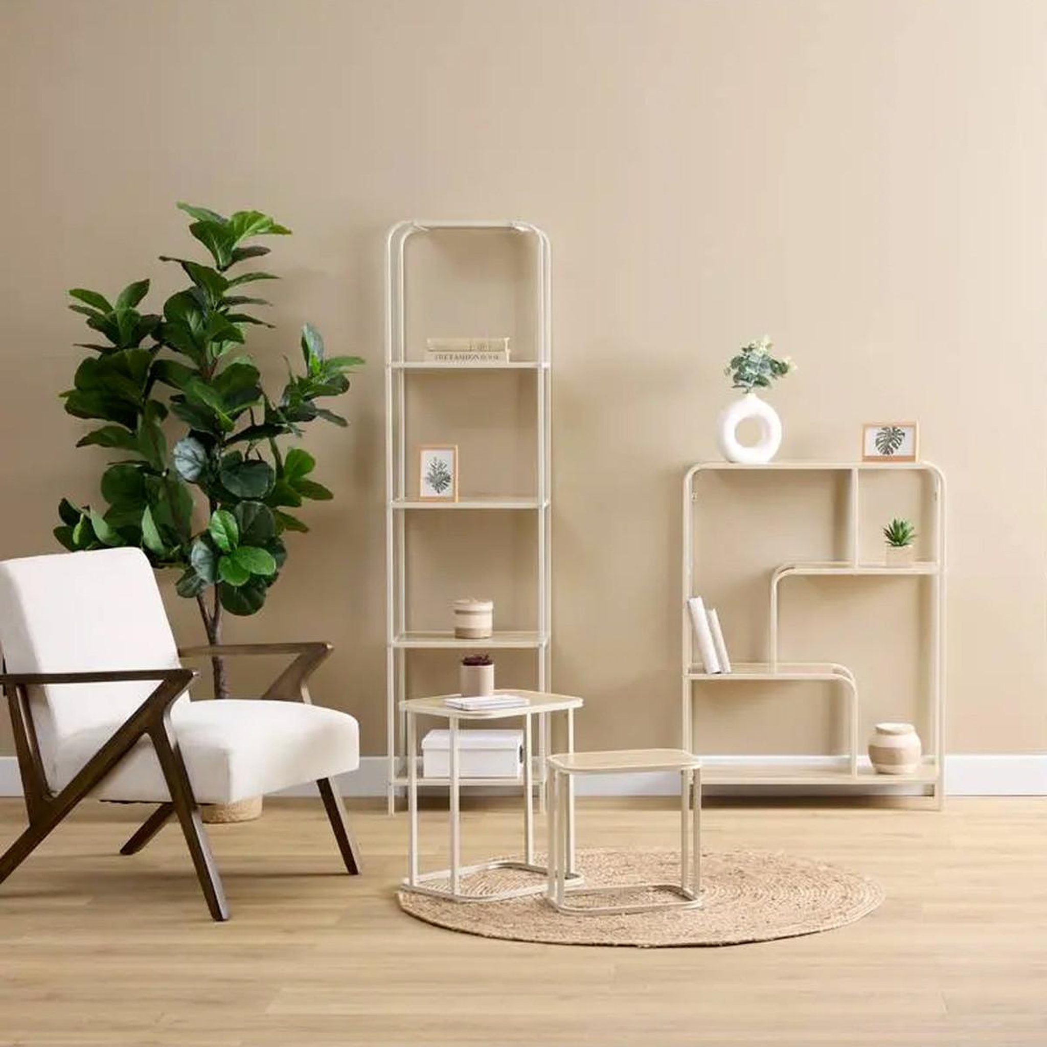 Voir la diapositive 3 : FIVE Lot de 2 tables d'appoint gigognes  curvy  46cm naturel
