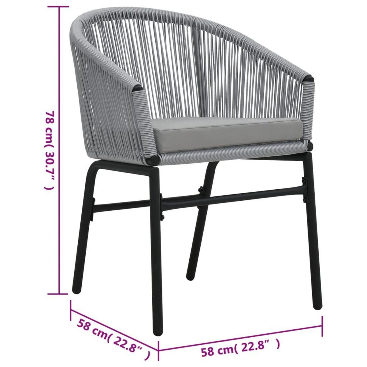 VIDAXL Chaises de jardin lot de 2 Anthracite Rotin PE