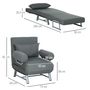 Voir la diapositive 3 : HOMCOM Fauteuil chauffeuse canapé-lit convertible inclinable 1 place grand confort coussin lombaires accoudoirs piètement métal lin gris foncé