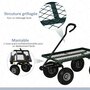OUTSUNNY Chariot de transport jardin remorque à main charrette à bras 4 roues 94L x 48,5l x 100H cm charge max. 150 Kg métal vert