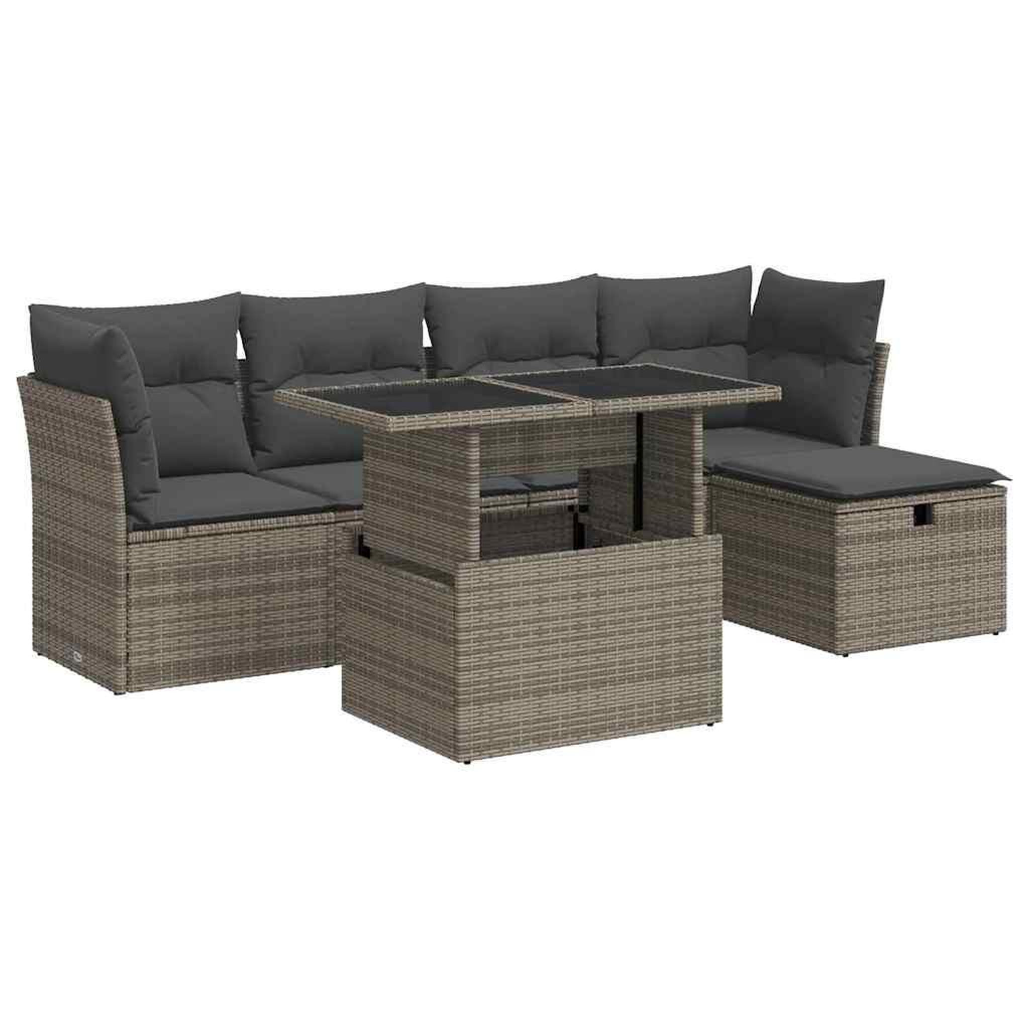 Voir la diapositive 2 : VIDAXL Salon de jardin 6 pcs avec coussins gris resine tressee