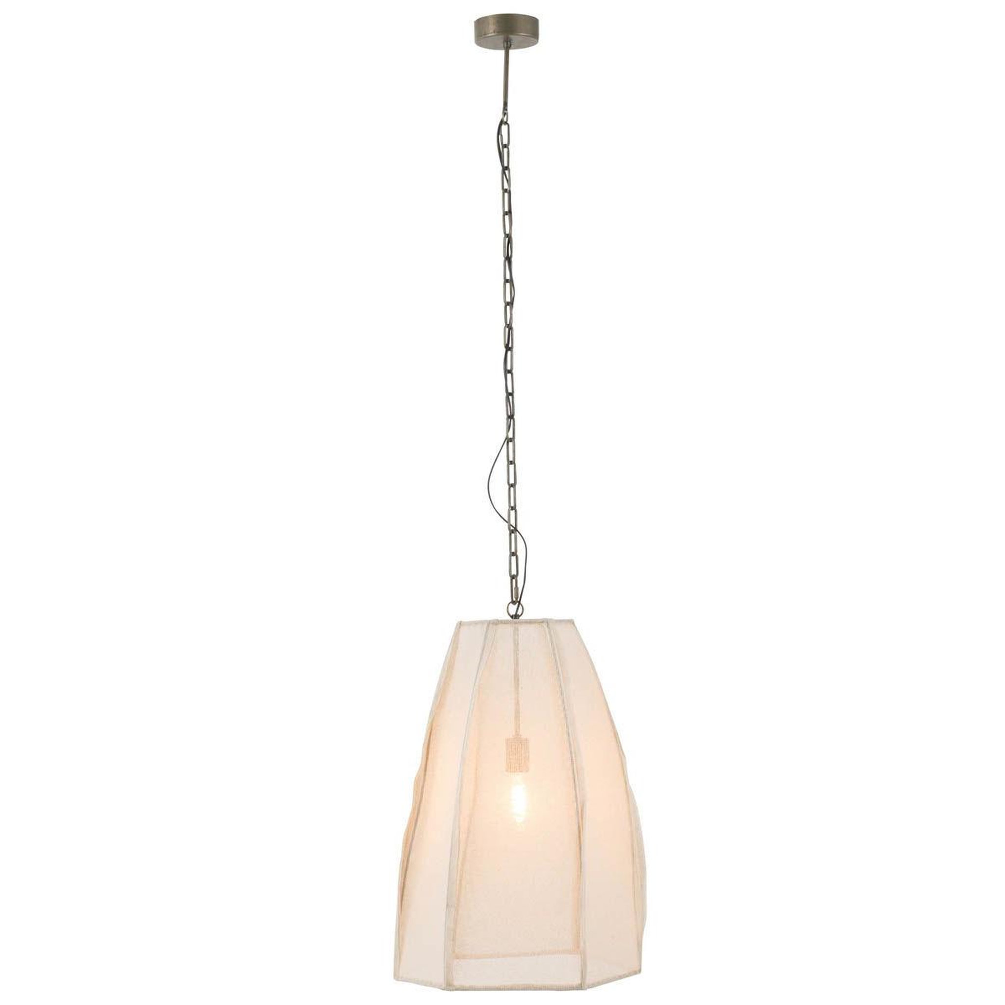 Voir la diapositive 2 : J-LINE Lampe suspension en lin  poire  173cm blanc