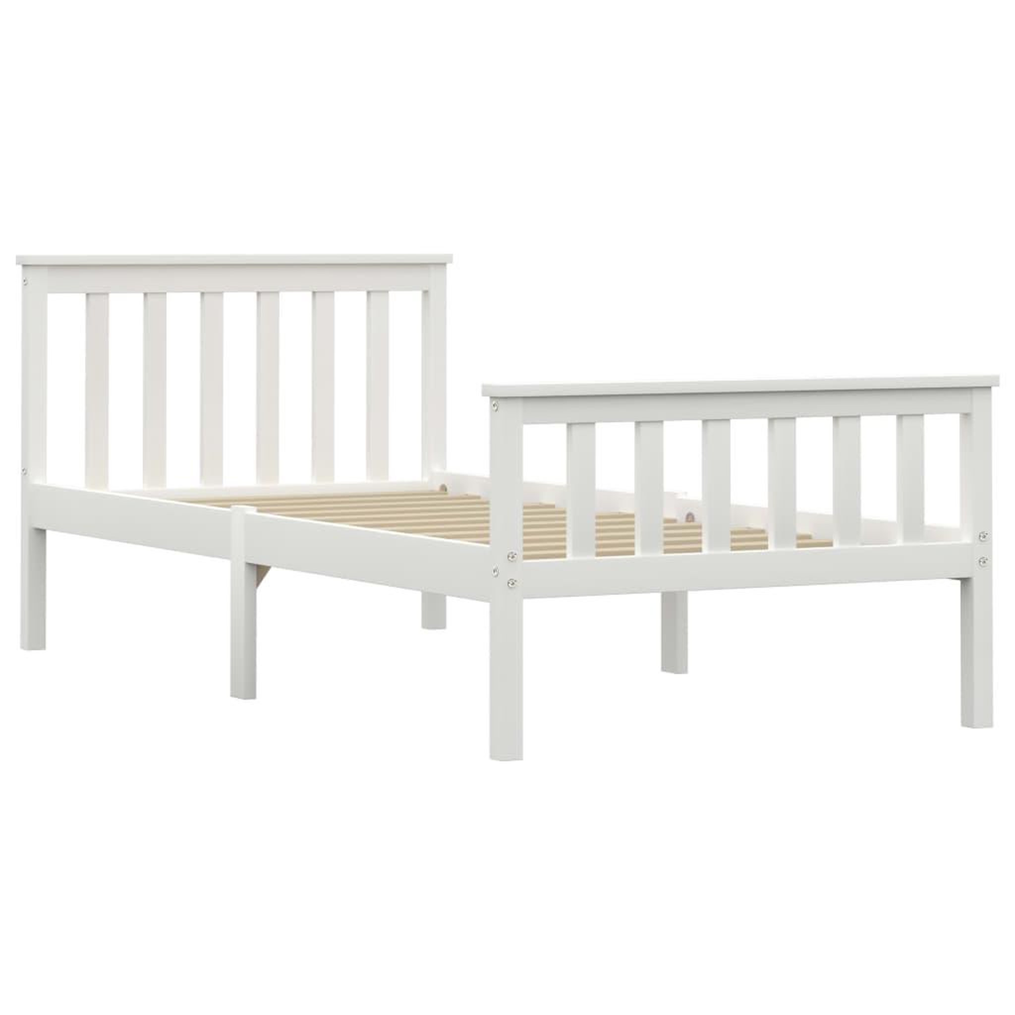 Voir la diapositive 2 : VIDAXL Cadre de lit Blanc Bois de pin massif 100 x 200 cm