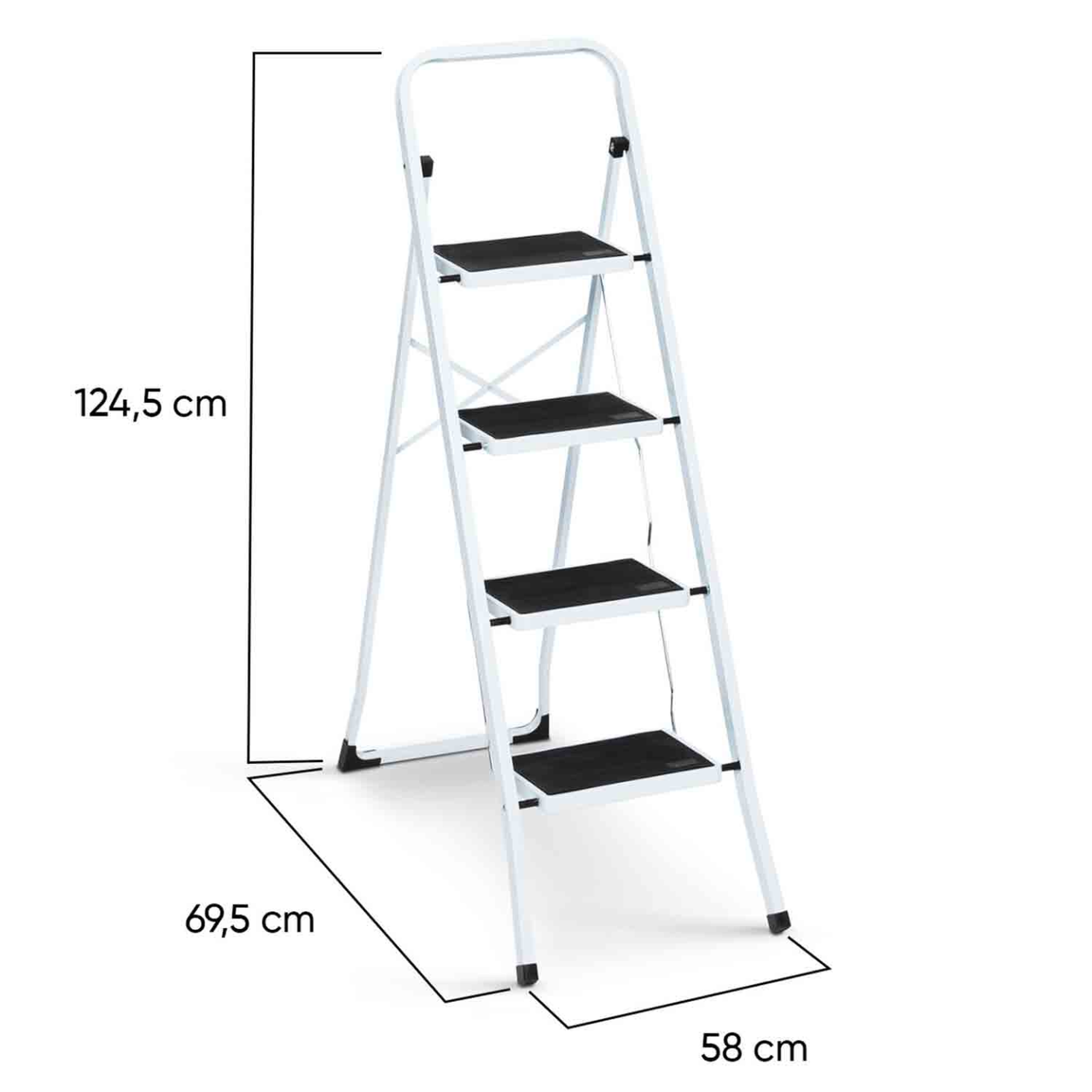 Voir la diapositive 5 : ID MARKET Escabeau marchepied pliable 4 marches antidérapantes avec garde corps