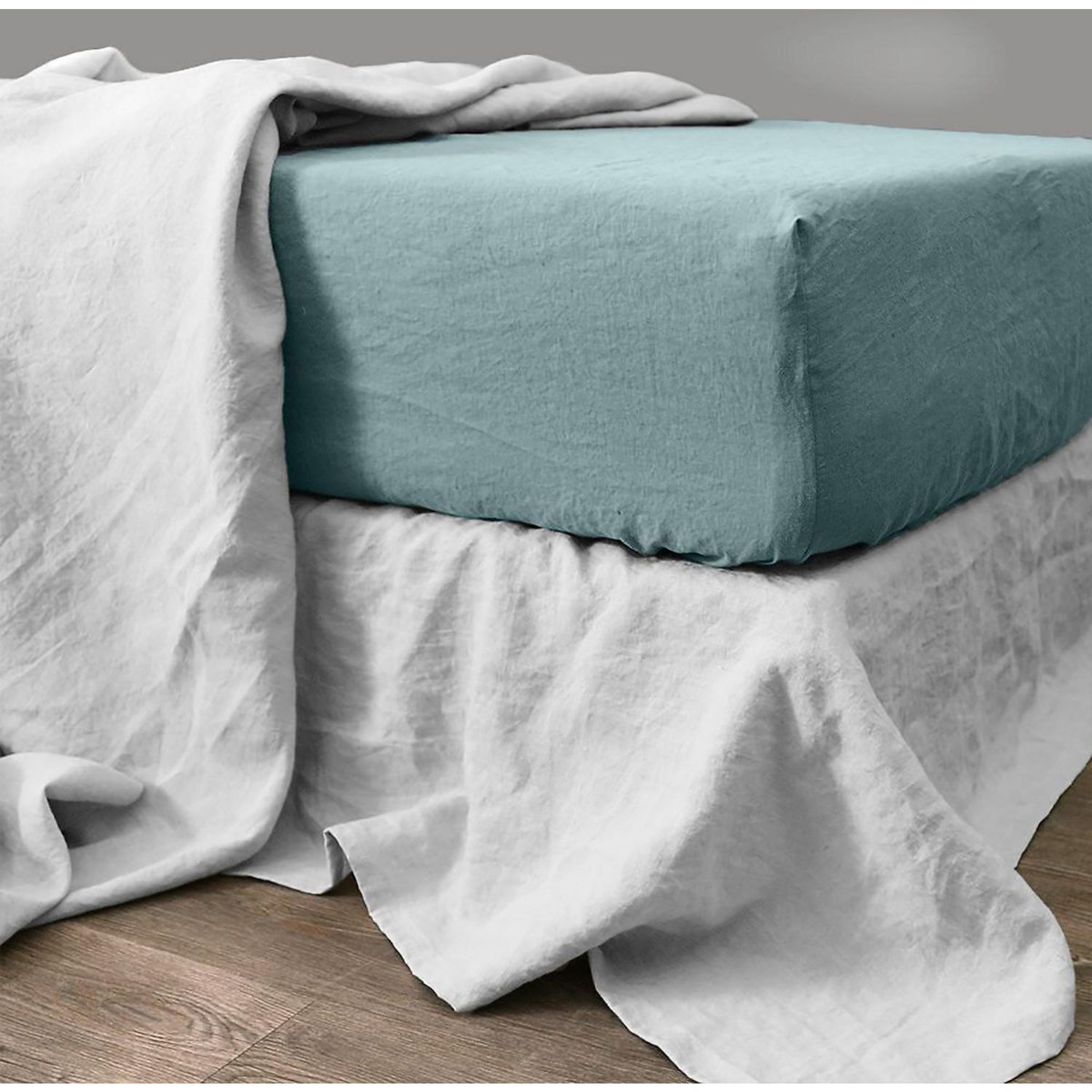 BATON ROUGE Drap housse 100% lin lavé uni