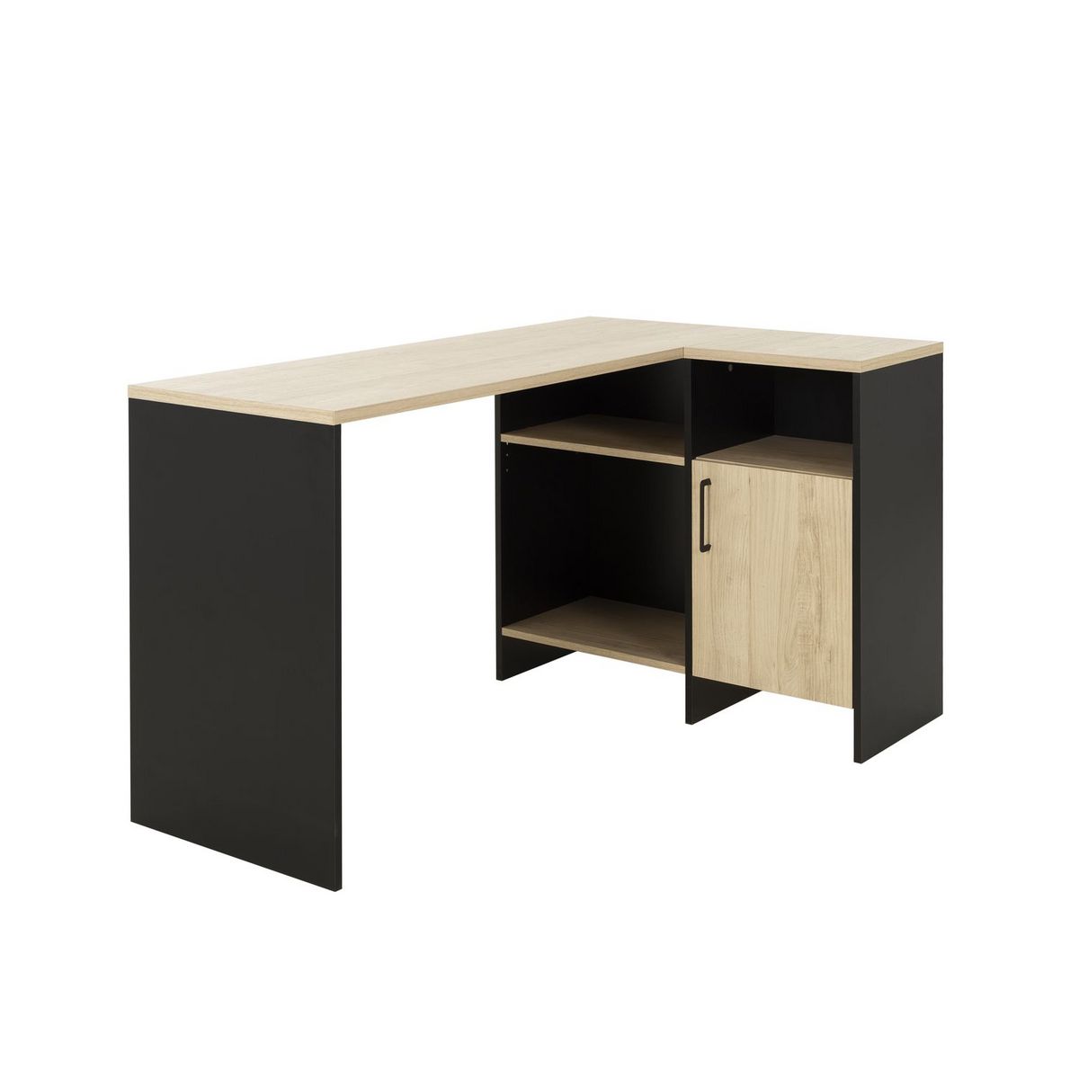 Bureau d'angle droit style indutriel avec rangement L136cm CHELSEA