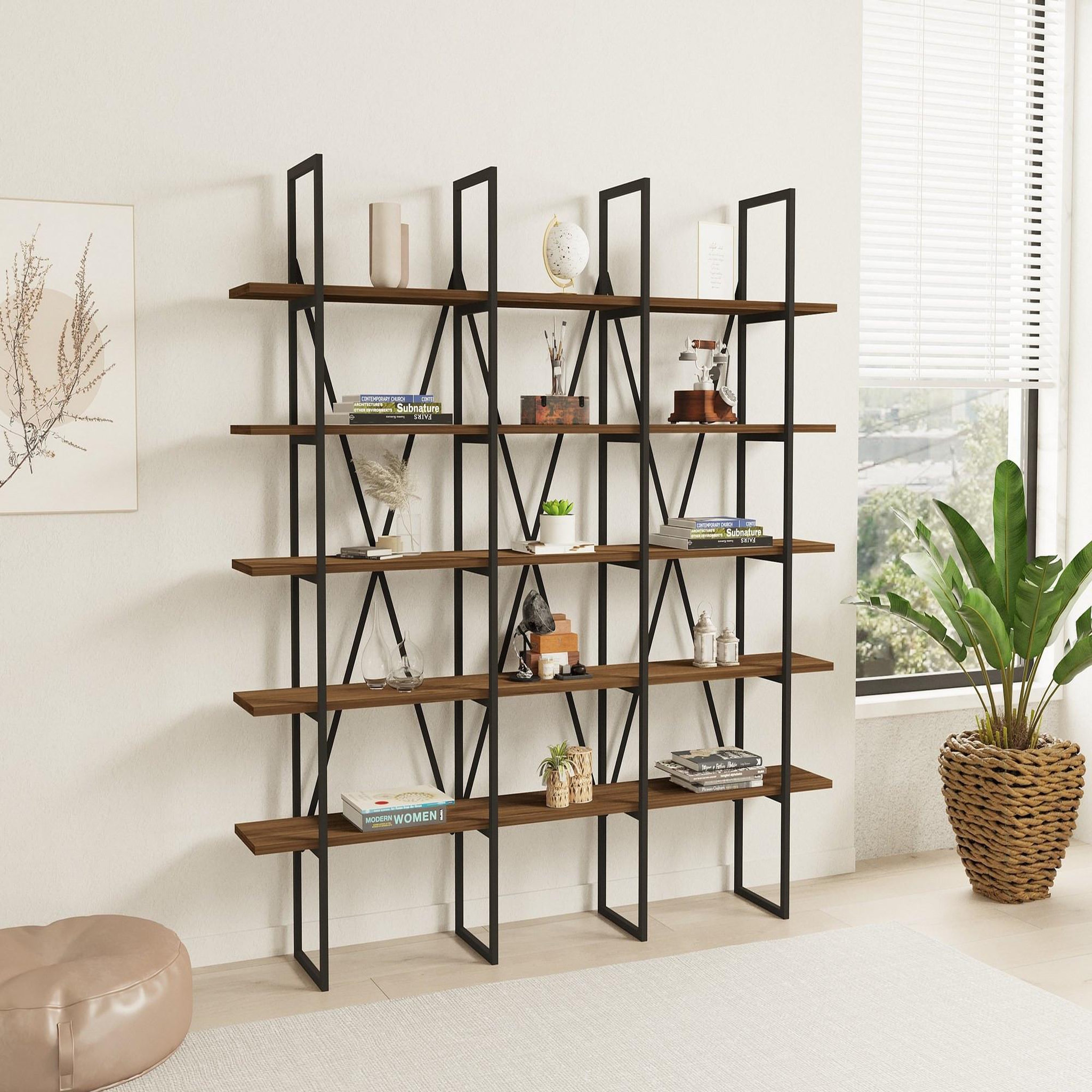 Voir la diapositive 2 : Habitat et Jardin Bibliothèque en bois  beylerbeyi  - 160 x 26 x 160 cm - noyernoir