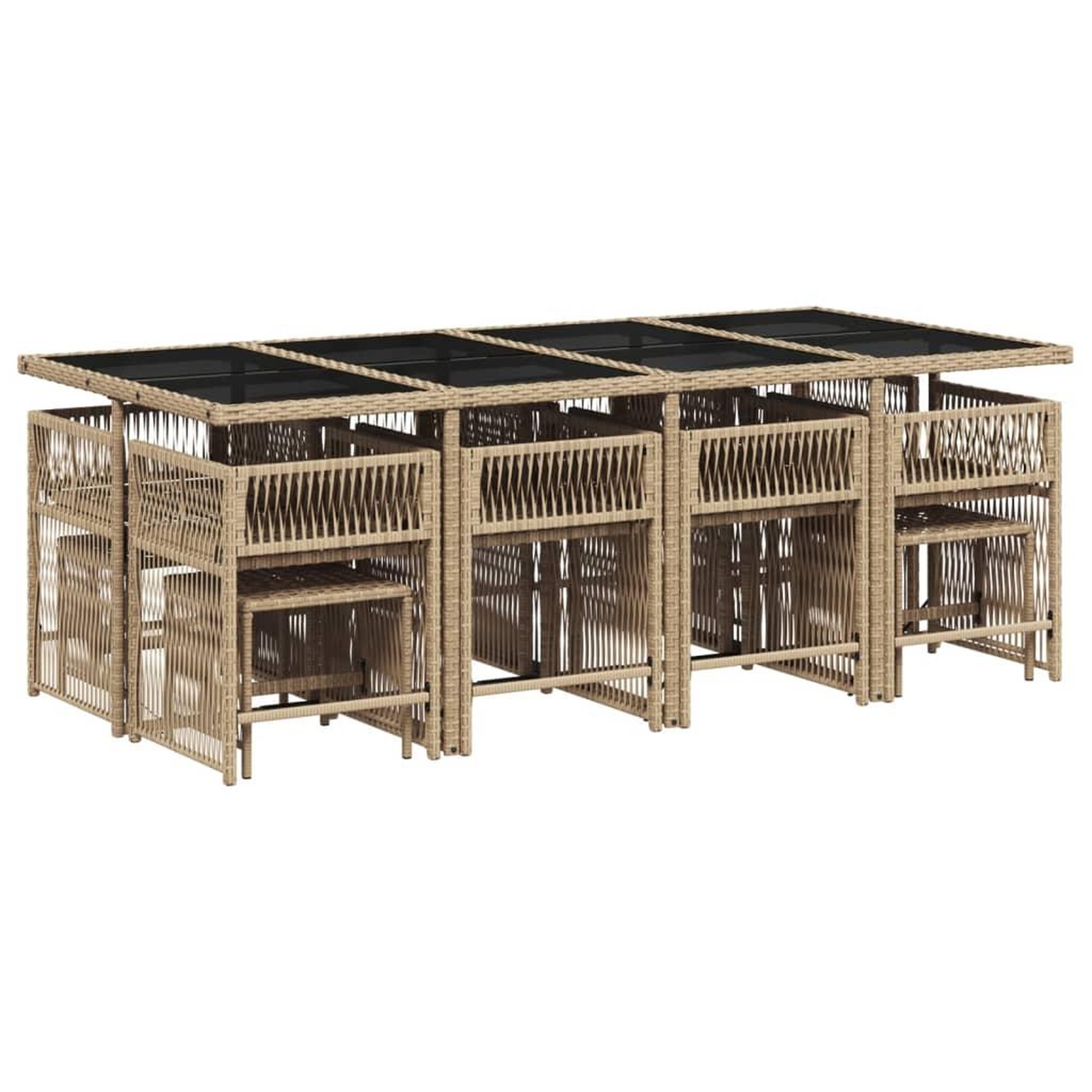 Voir la diapositive 3 : VIDAXL Ensemble a manger de jardin et coussins 13 pcs beige