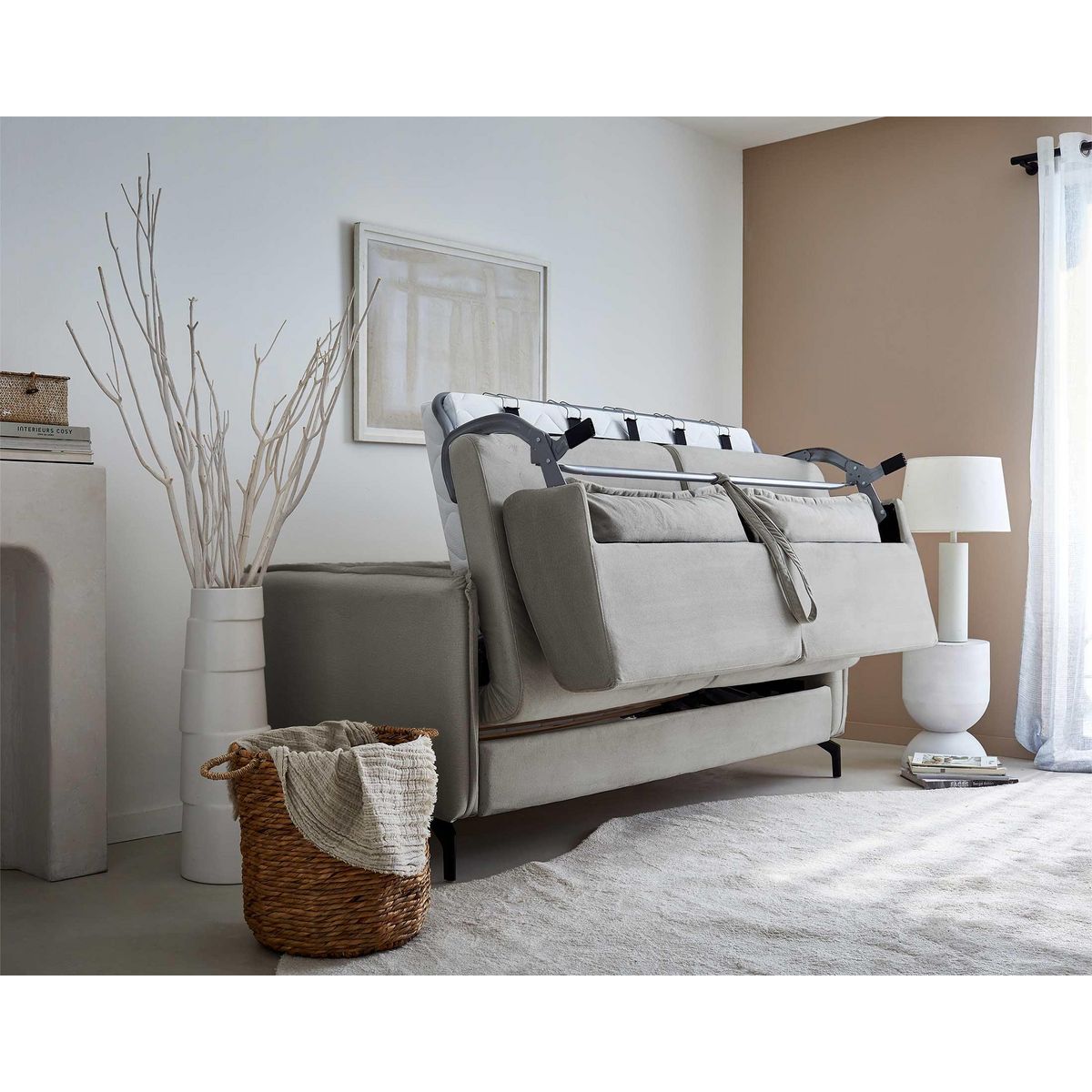 LISA DESIGN Agate - canapé 3 places convertible - couchage quotidien - matelas 14 cm - en velours