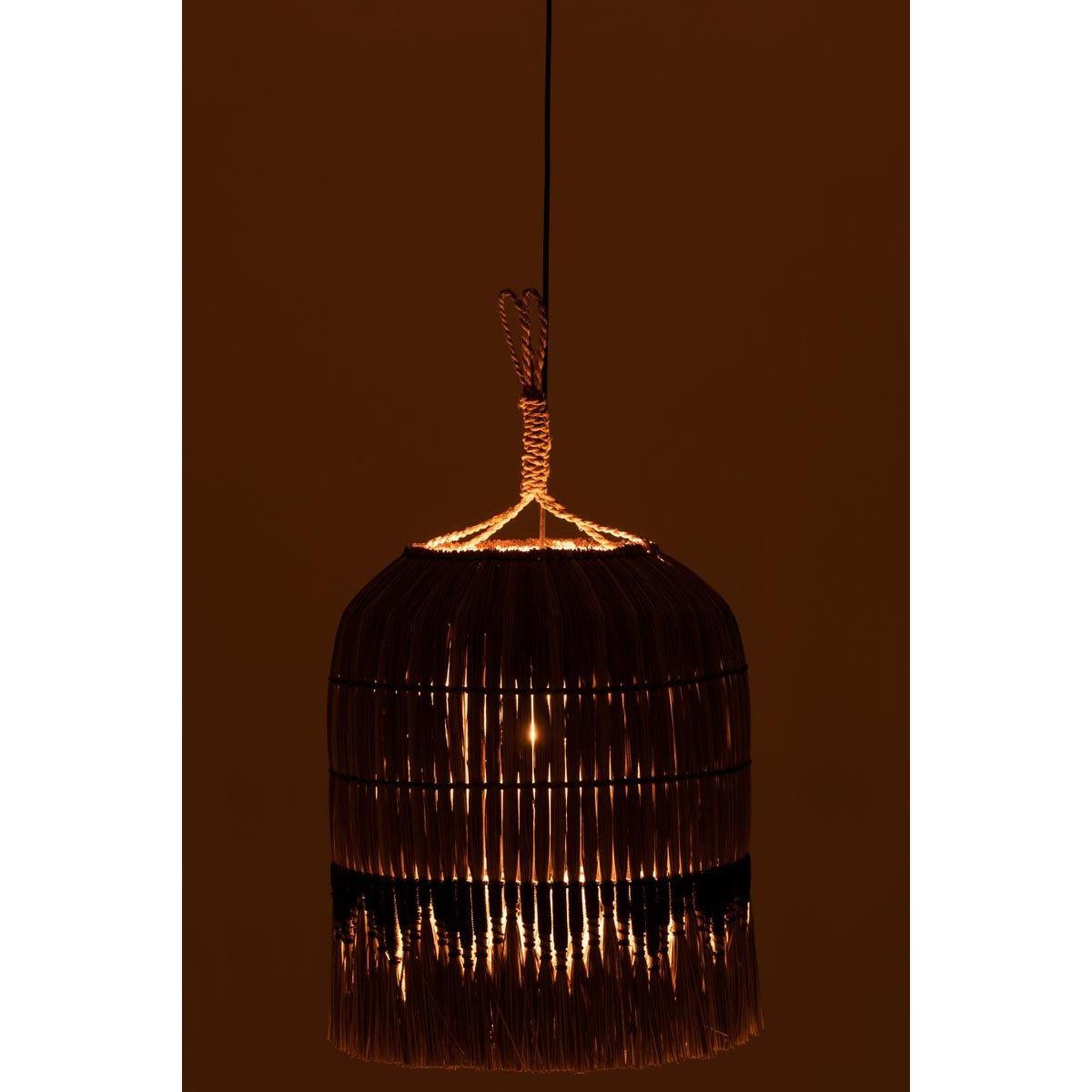 Voir la diapositive 3 : J-LINE Lampe Suspension Déco  Black Lombok  50cm Naturel