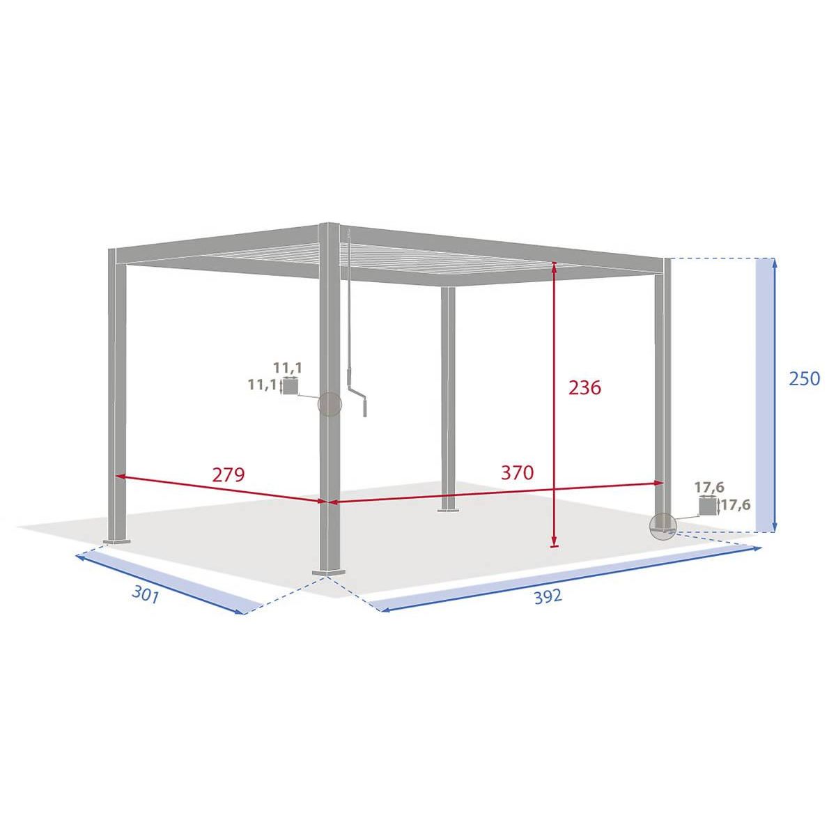 HESPERIDE Pergola bioclimatique Evora Graphite - 4 x 3 m - Hespéride