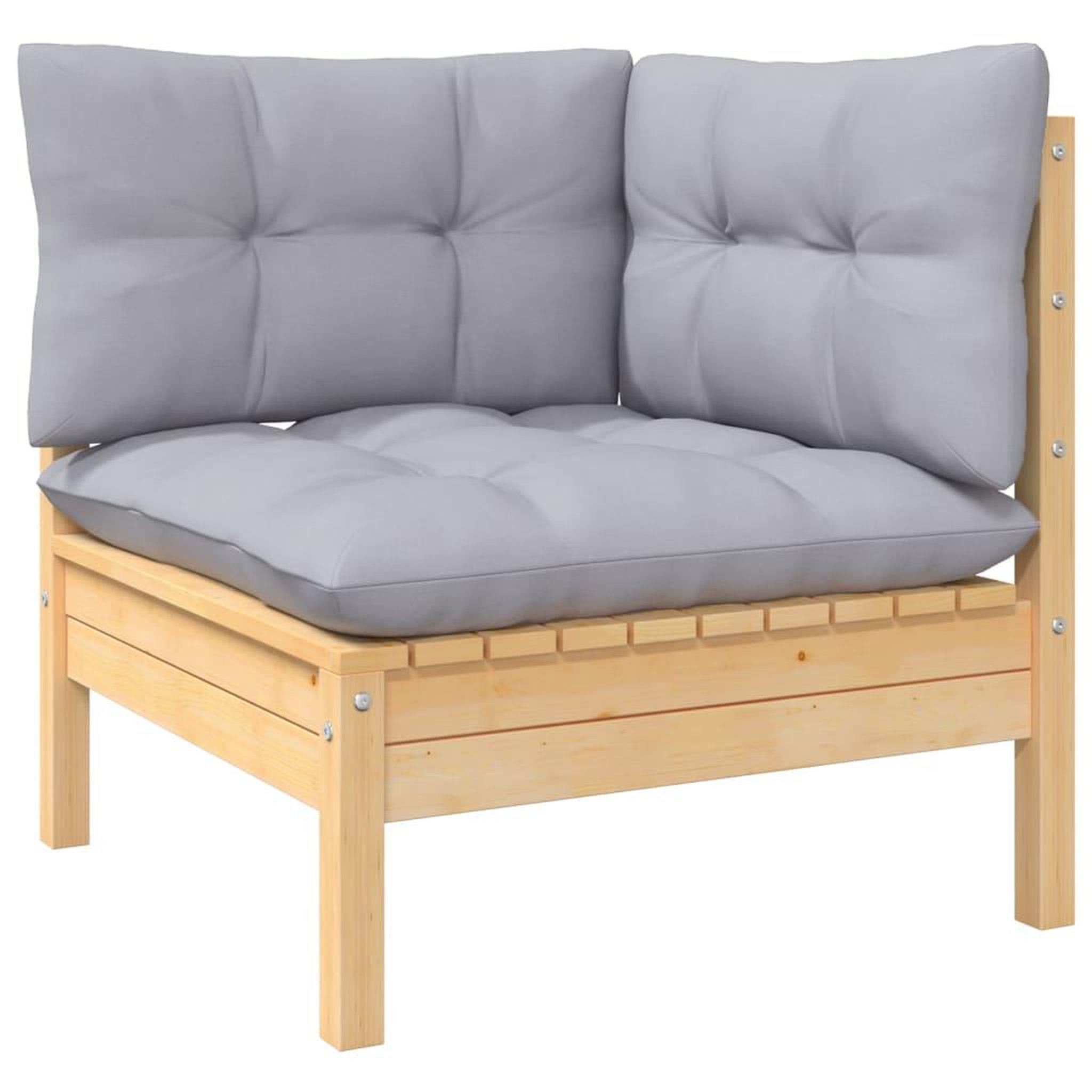 Voir la diapositive 6 : VIDAXL Salon de jardin 9 pcs avec coussins gris bois de pin massif