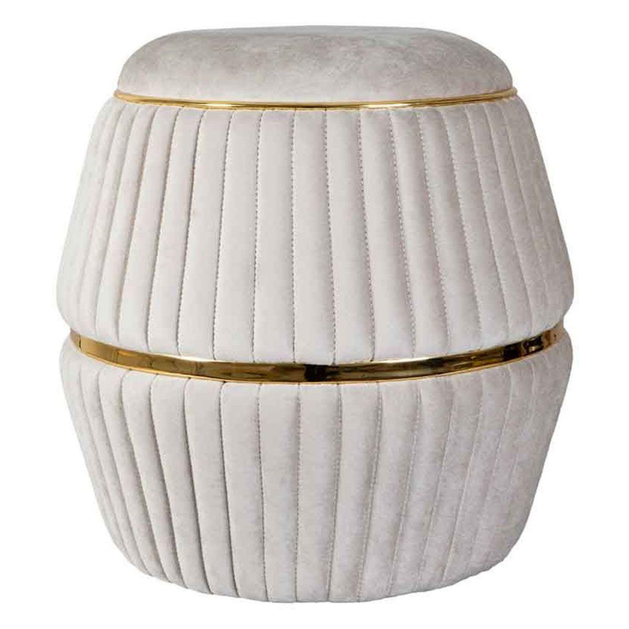 Paris Prix Pouf rond design  doric  53cm taupe & or