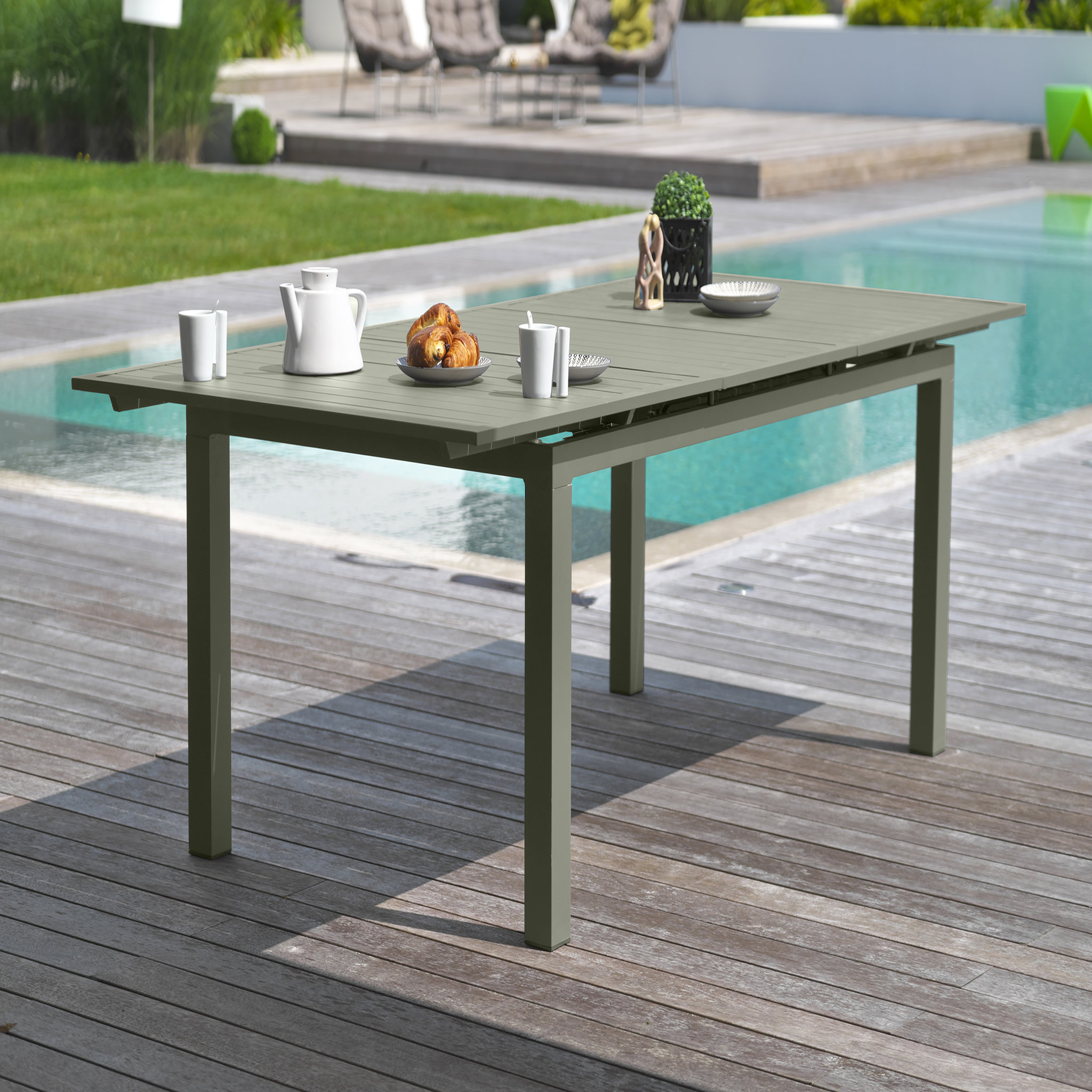 Voir la diapositive 5 : Salon de jardin - 8 places - Aluminium - Kaki - MIAMI