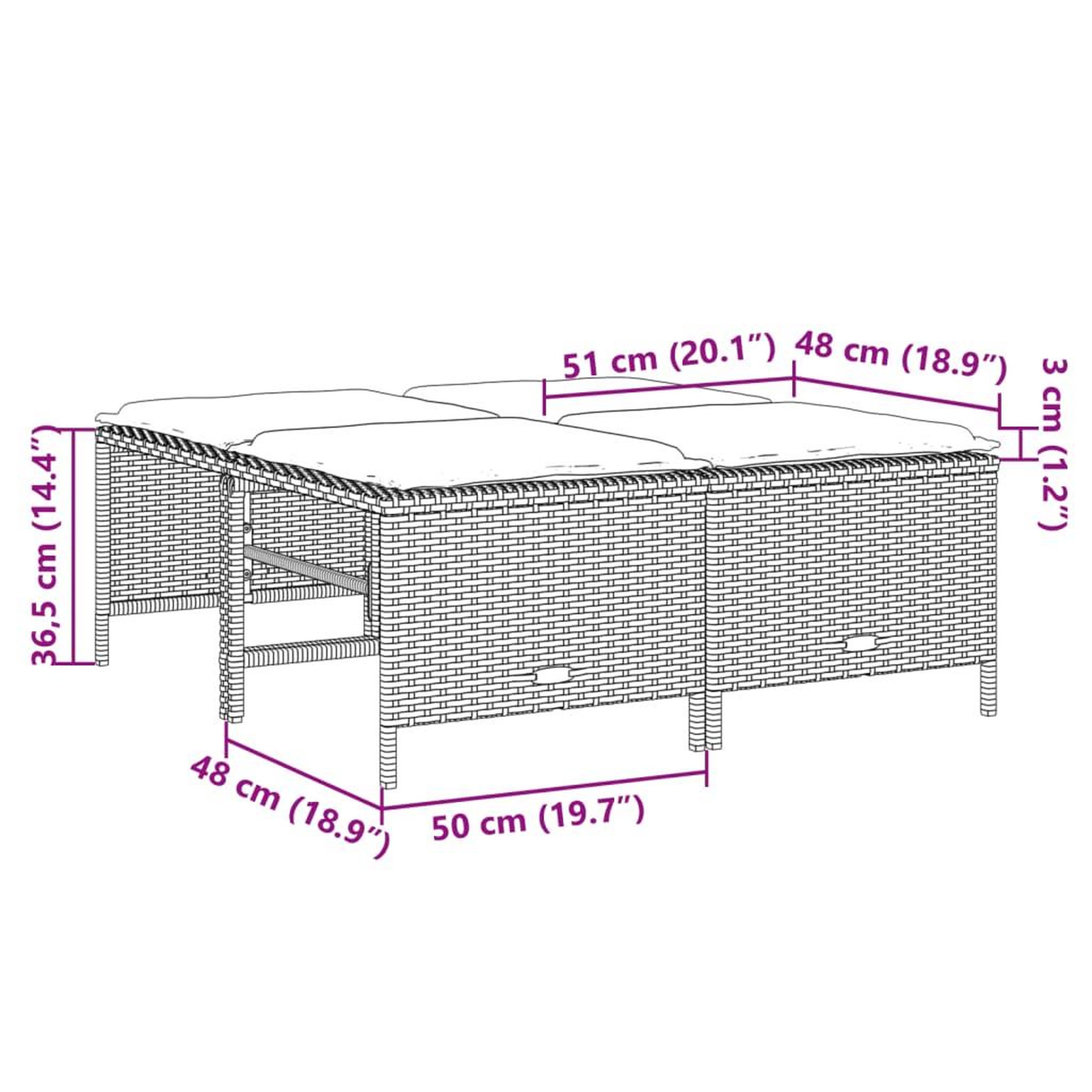 Voir la diapositive 6 : VIDAXL Tabourets de jardin avec coussins lot de 4 noir resine tressee