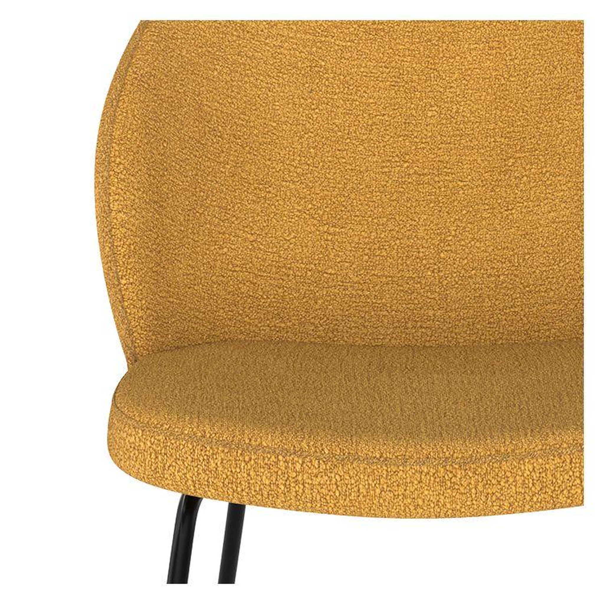 Voir la diapositive 6 : MAISON PAVANE Lot de 2 chaises jaunes en tissu bouclette et pied en métal-groom