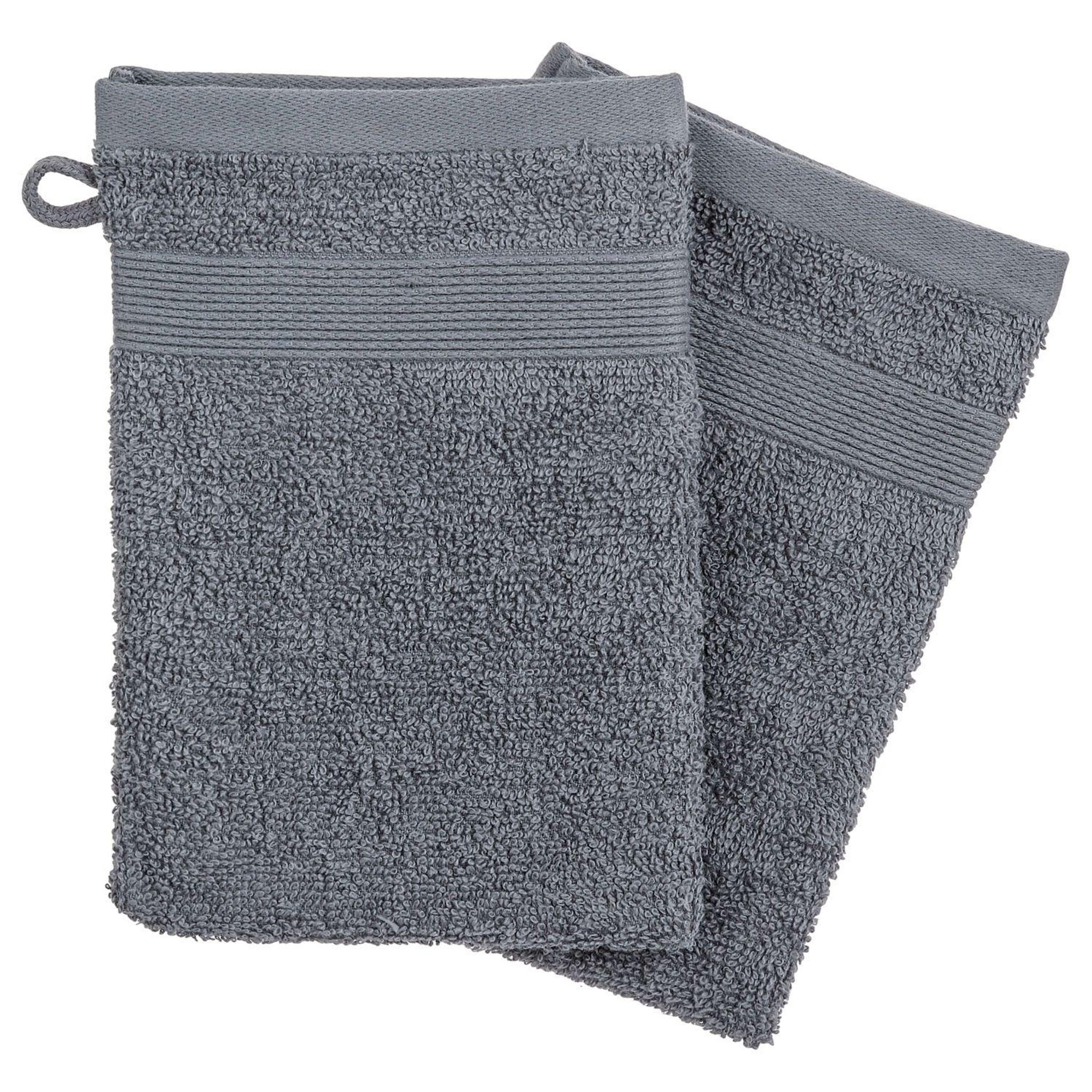 ATMOSPHERA Lot 2x Gants de toilette - 15 x 21 cm. - Gris foncé