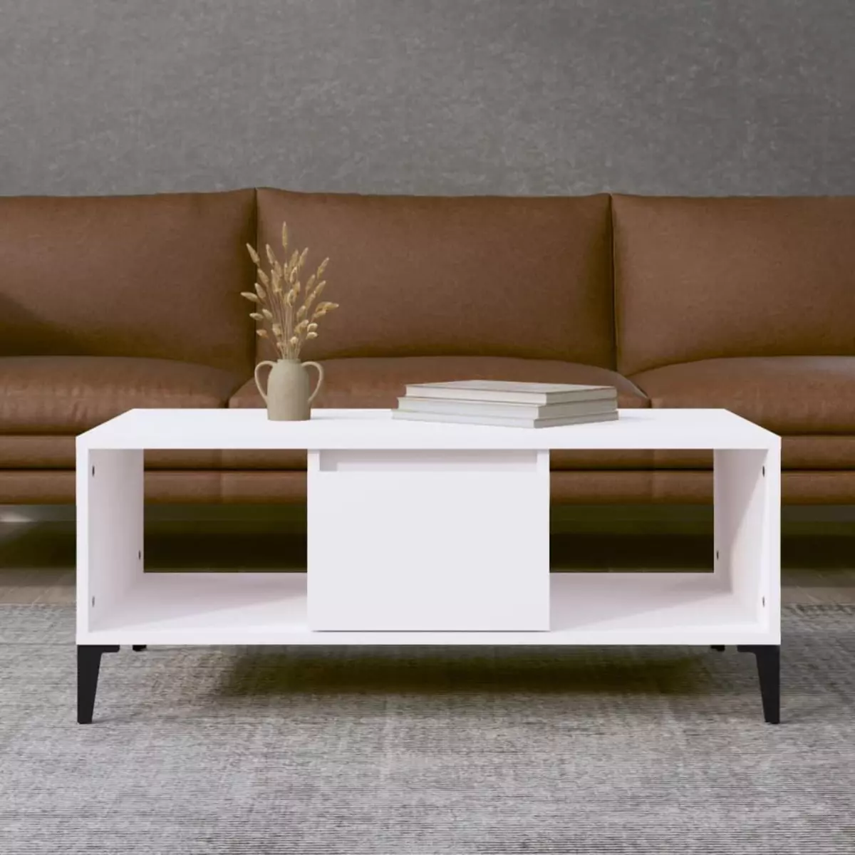 VIDAXL Table basse Blanc 90x50x36,5 cm Bois d'ingenierie