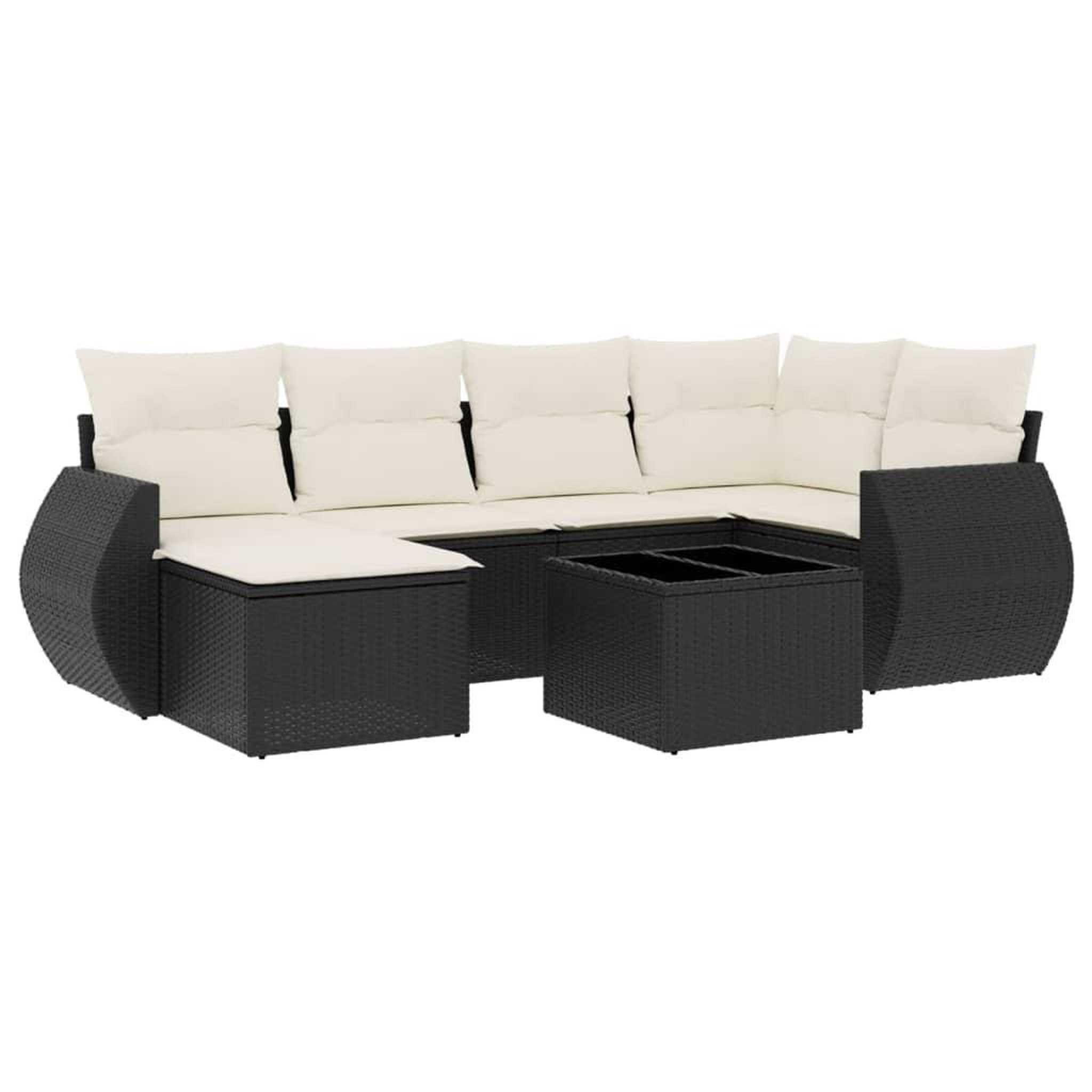 Voir la diapositive 2 : VIDAXL Salon de jardin 7 pcs avec coussins noir resine tressee
