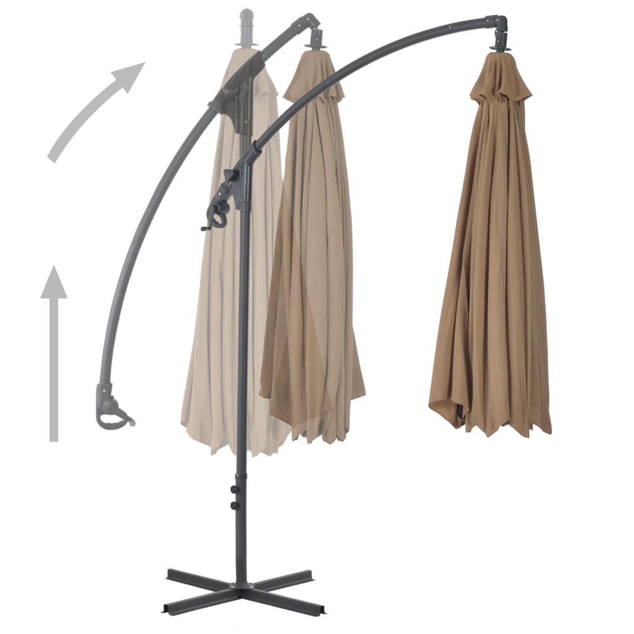 Voir la diapositive 3 : VIDAXL Parasol de jardin en porte-a-feux avec poteau en acier taupe