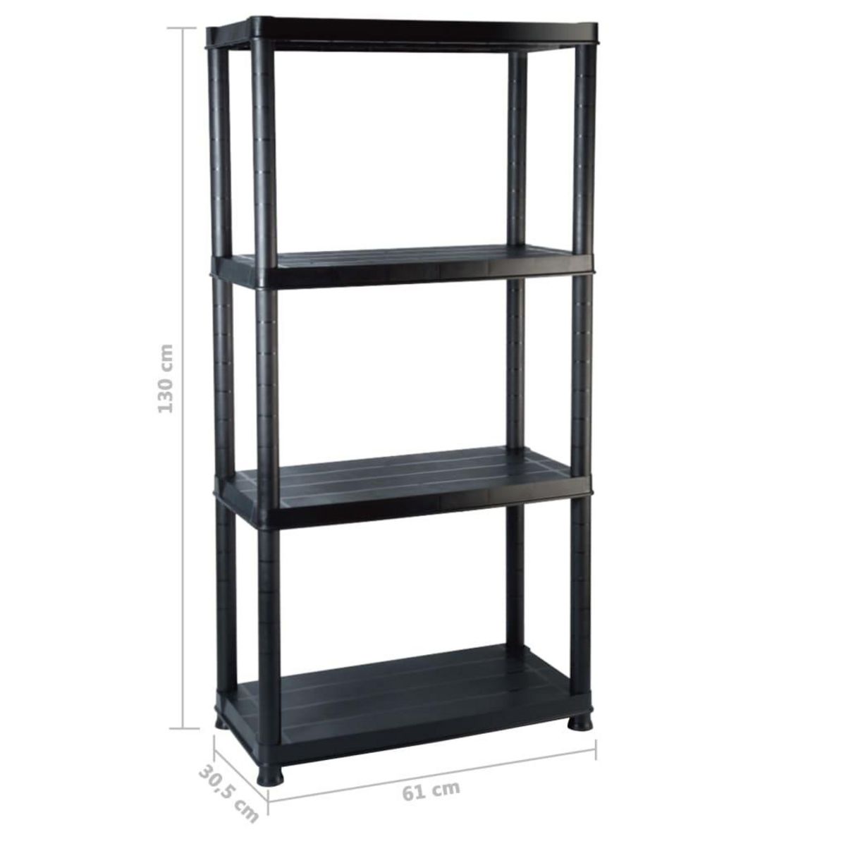 VIDAXL Etagere de rangement a 4 niveaux Noir 61x30,5x130 cm Plastique