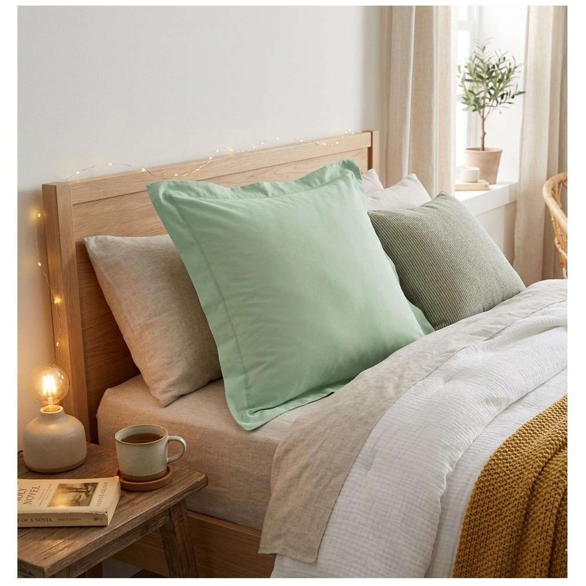 Voir la diapositive 2 : Eden Taie d'oreiller en coton design et moderne