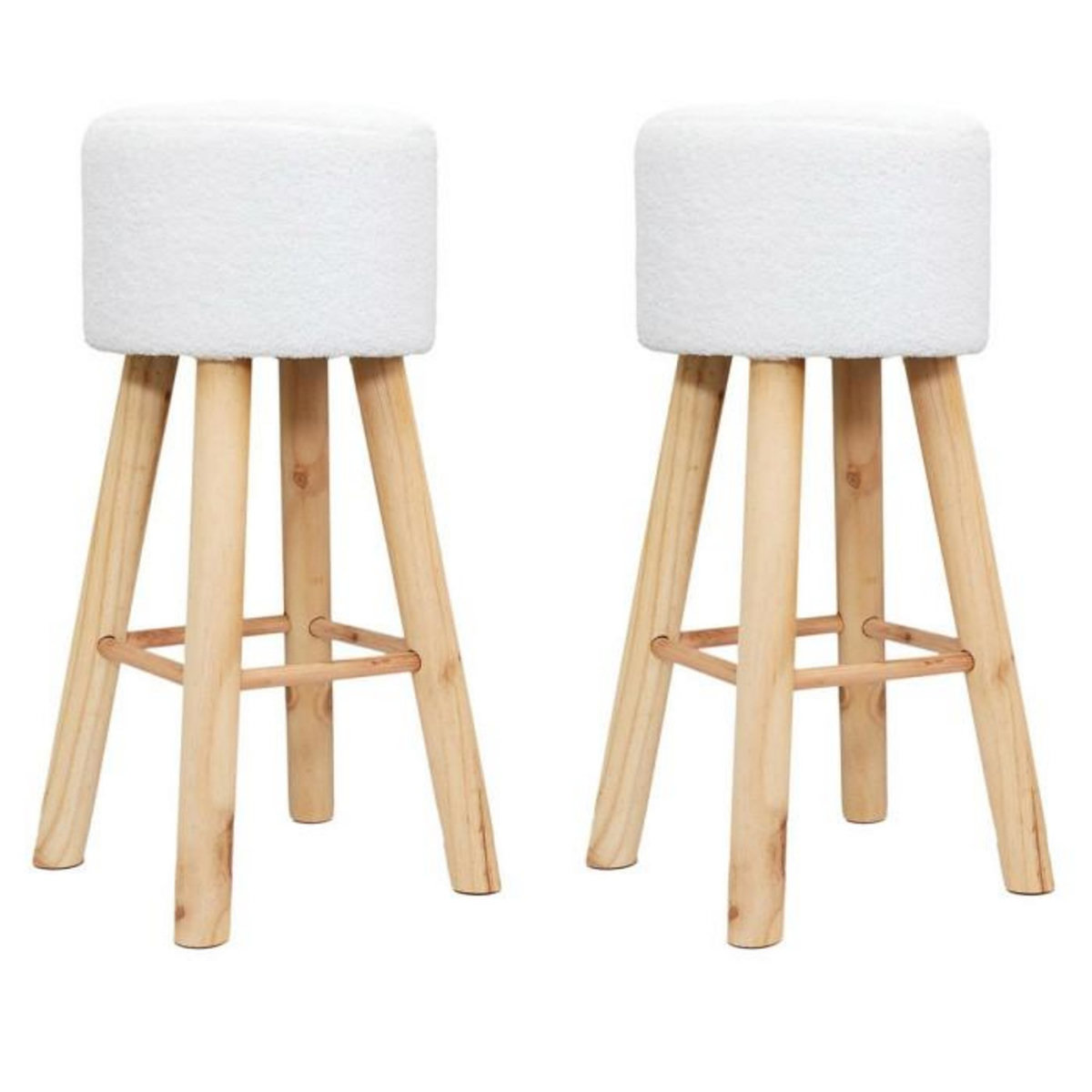 Paris Prix Lot de 2 Tabourets de Bar  Freya  68cm Blanc
