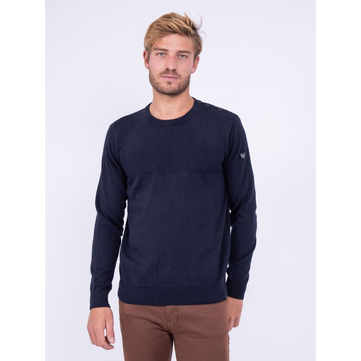 Ritchie pull col rond pur coton lion