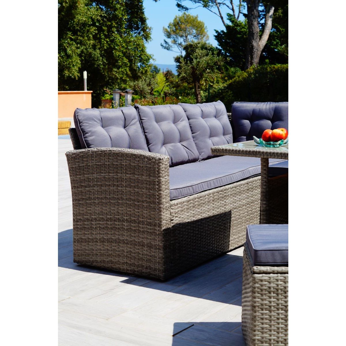 Salon repas de jardin en angle 9 personnes PAUL MATHIS