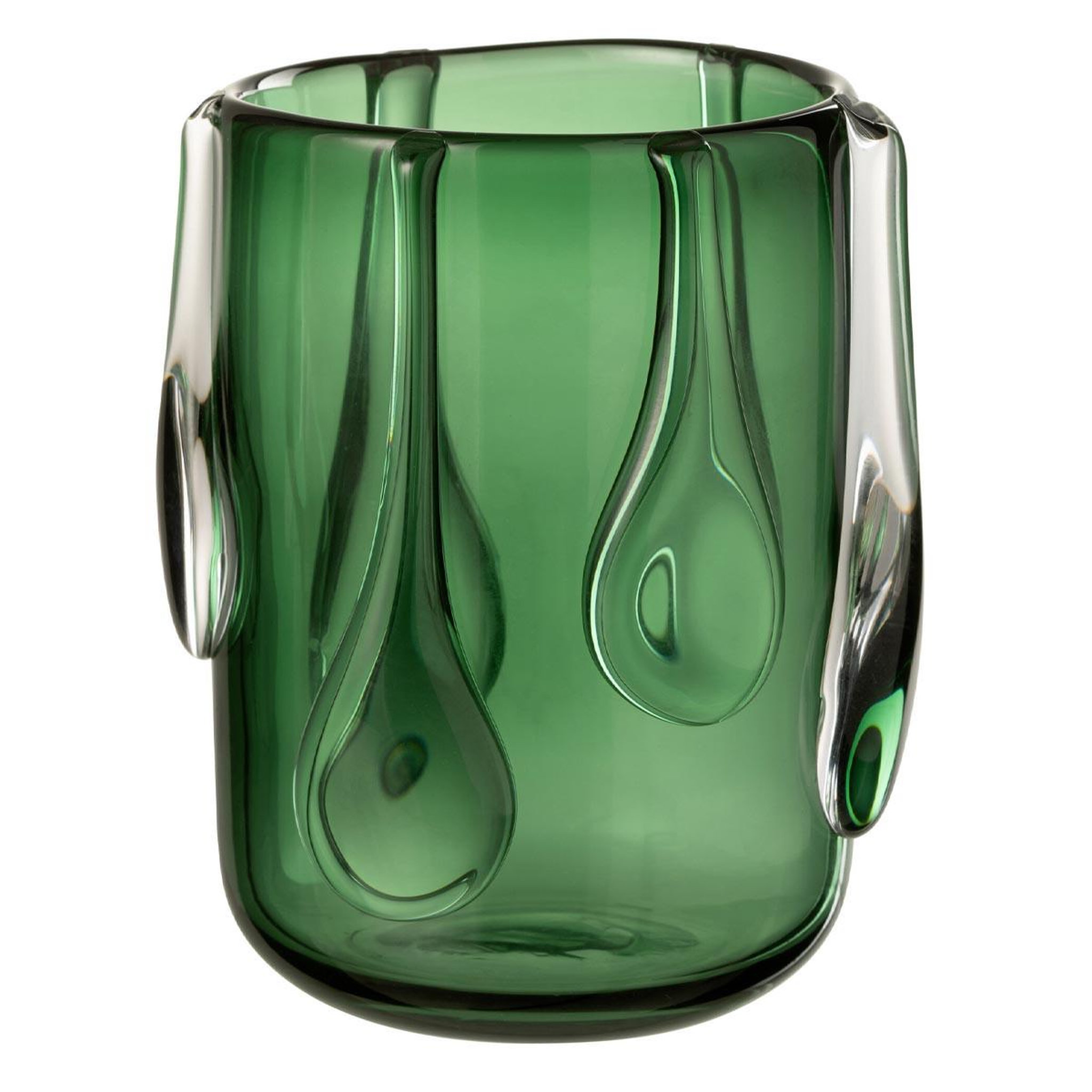 J-LINE Vase design en verre  drippy  22cm vert