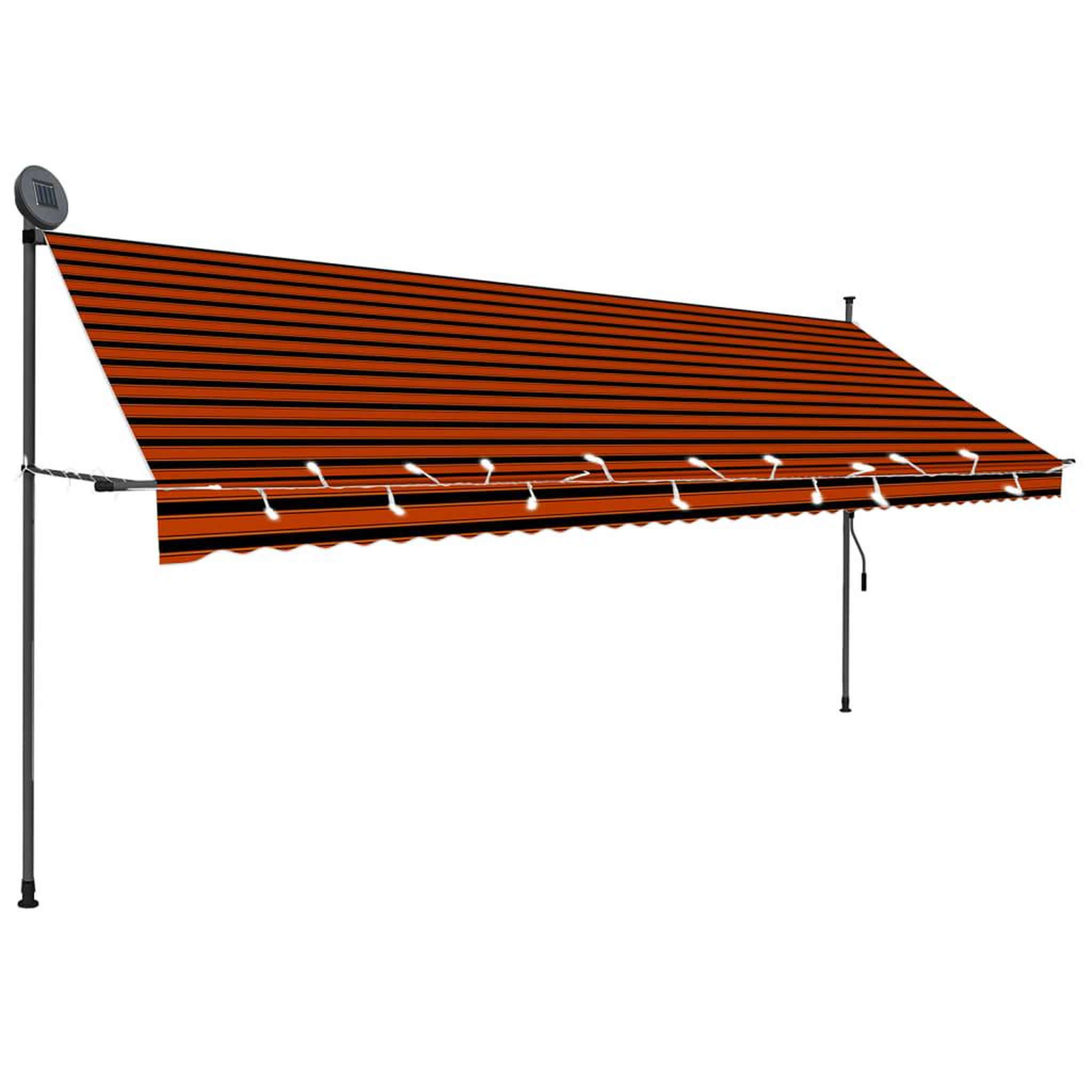 Voir la diapositive 2 : VIDAXL Auvent manuel retractable avec LED 400 cm Orange et marron
