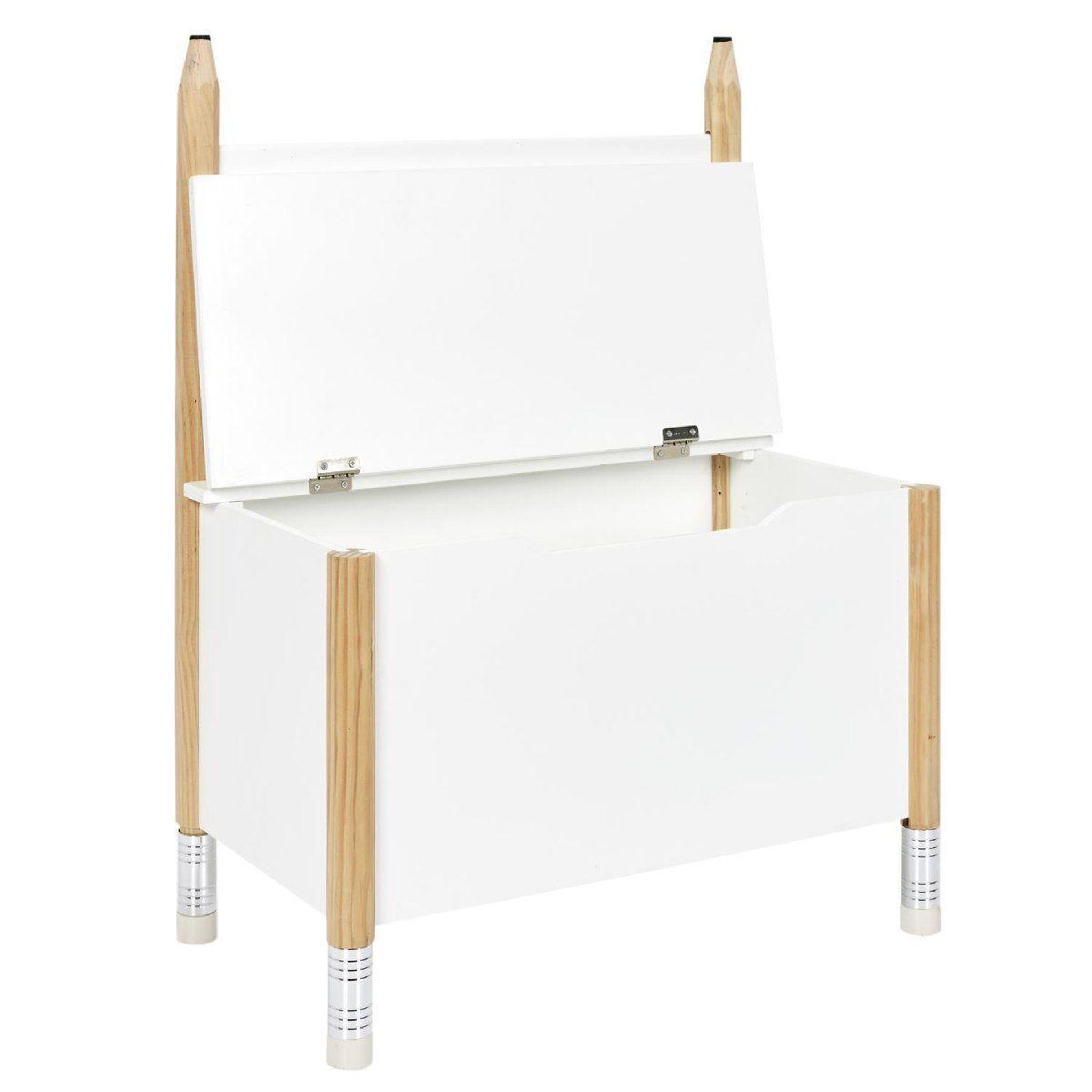 Voir la diapositive 3 : HOME DECO KIDS Coffre de rangement & banc  crayon  80cm blanc