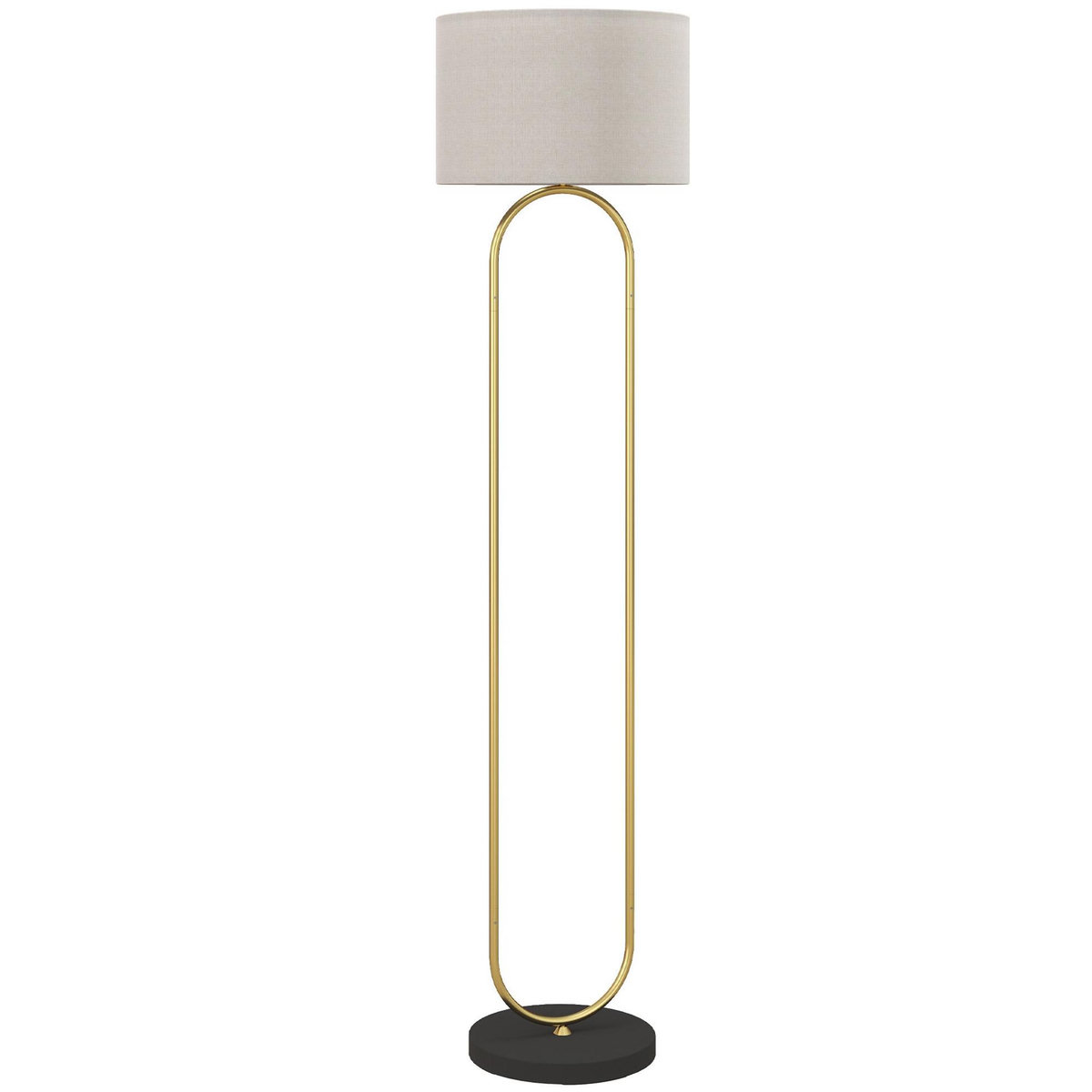 HOMCOM Lampadaire design néo-rétro H.156 cm structure mât métal doré arrondi abat-jour tissu lin