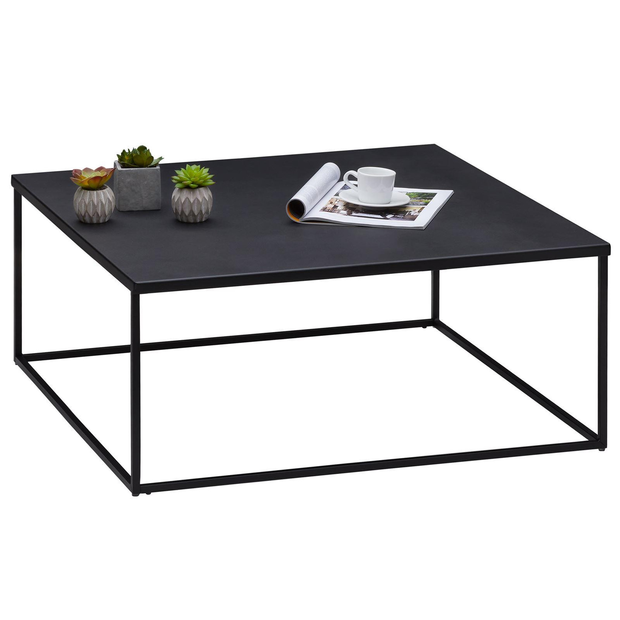 Voir la diapositive 1 : IDIMEX Table basse carrée hilar, cadre et plateau en métal laqué
