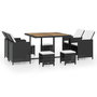 Voir la diapositive 2 : VIDAXL Ensemble a manger d'exterieur 9 pcs resine tressee et acacia