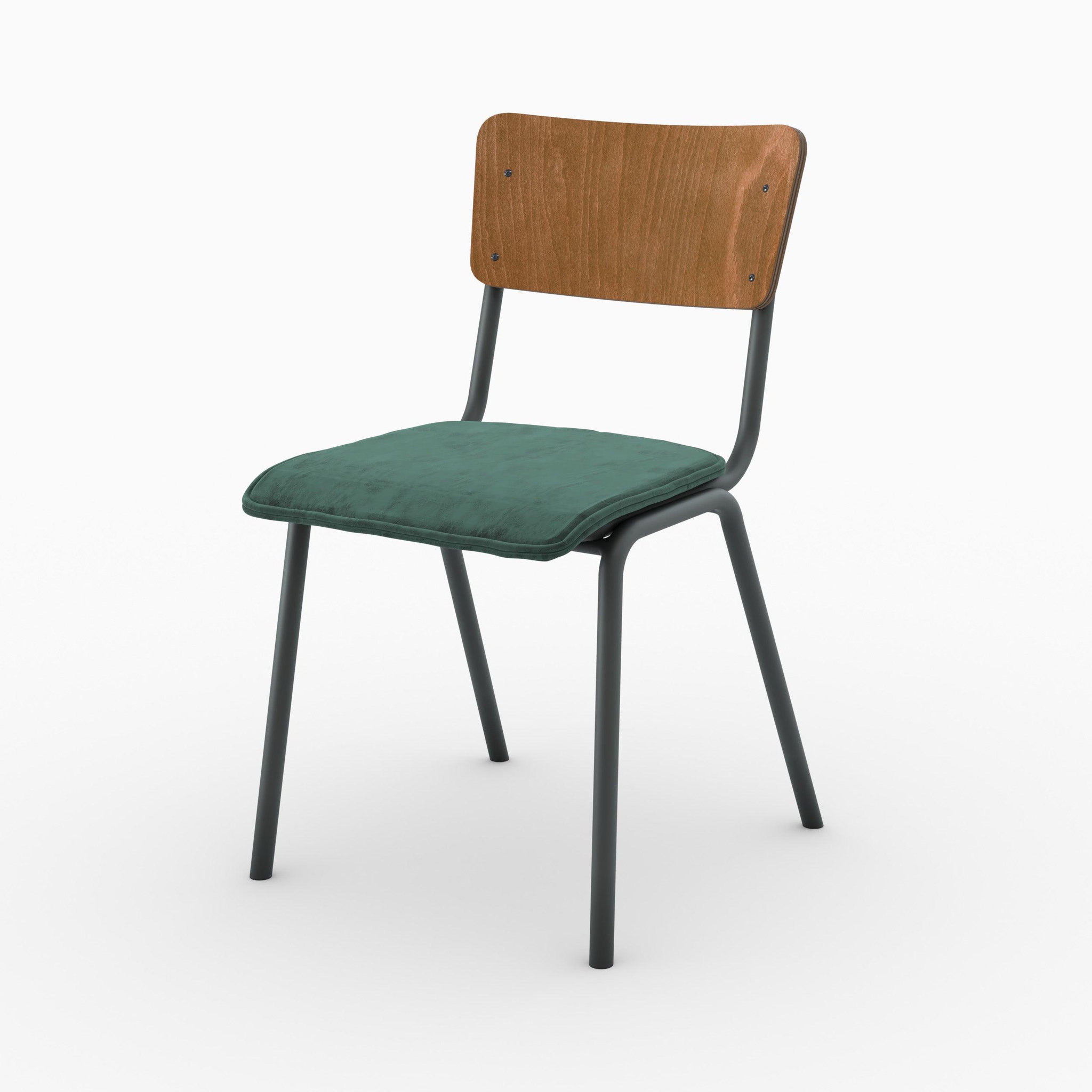 Voir la diapositive 5 : MAISON PAVANE Lot de 2 chaises en bois foncé et velours vert-nico
