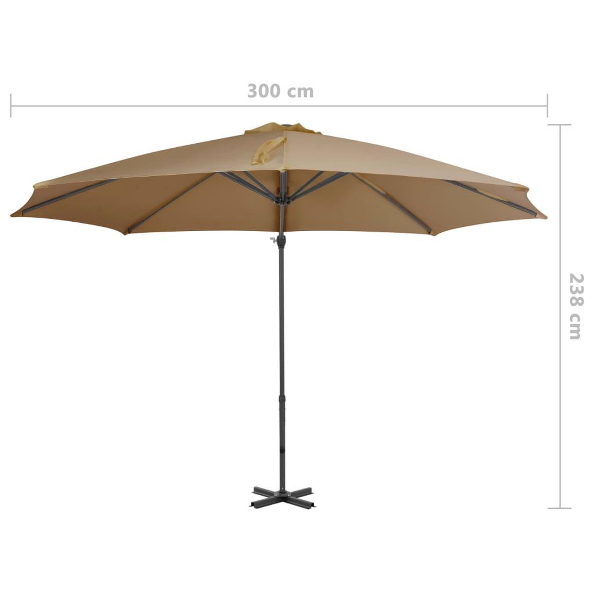 Voir la diapositive 6 : VIDAXL Parasol de jardin en porte-a-faux et poteau en aluminium taupe