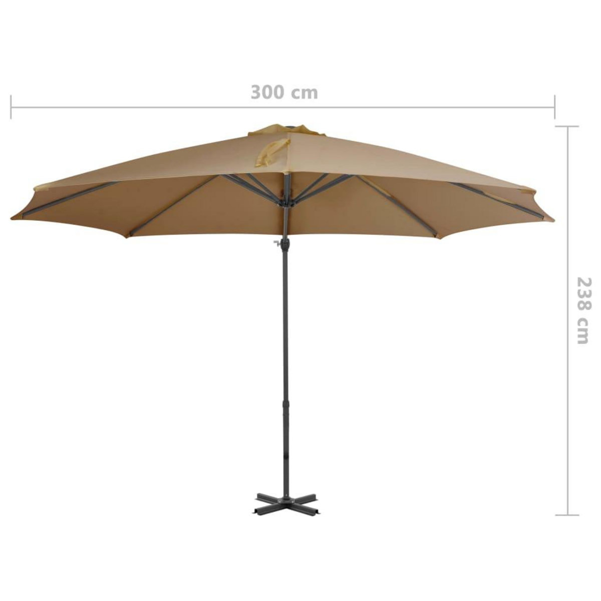 VIDAXL Parasol de jardin en porte-a-faux et poteau en aluminium taupe
