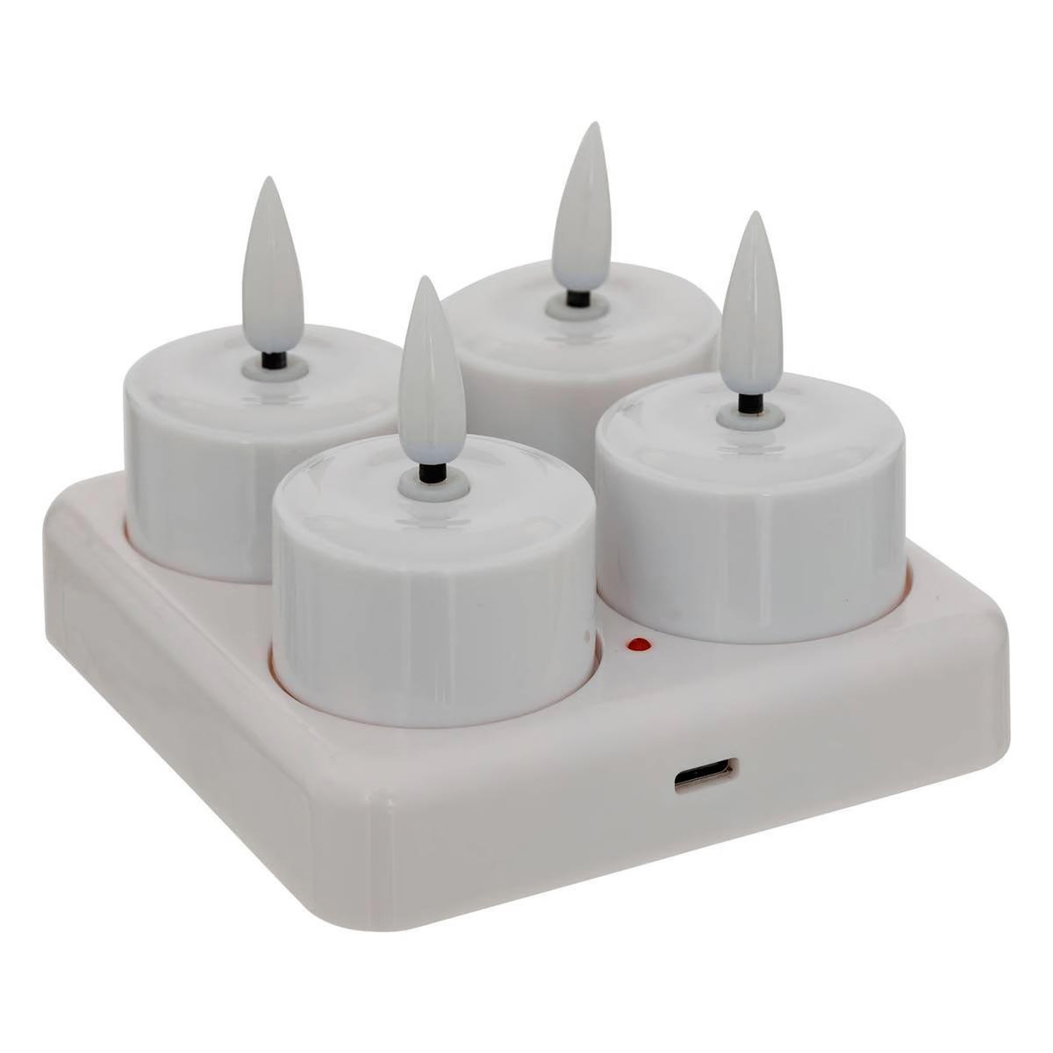 Voir la diapositive 5 : ATMOSPHERA Lot de 4 bougies led rechargeables  aitor  10cm blanc